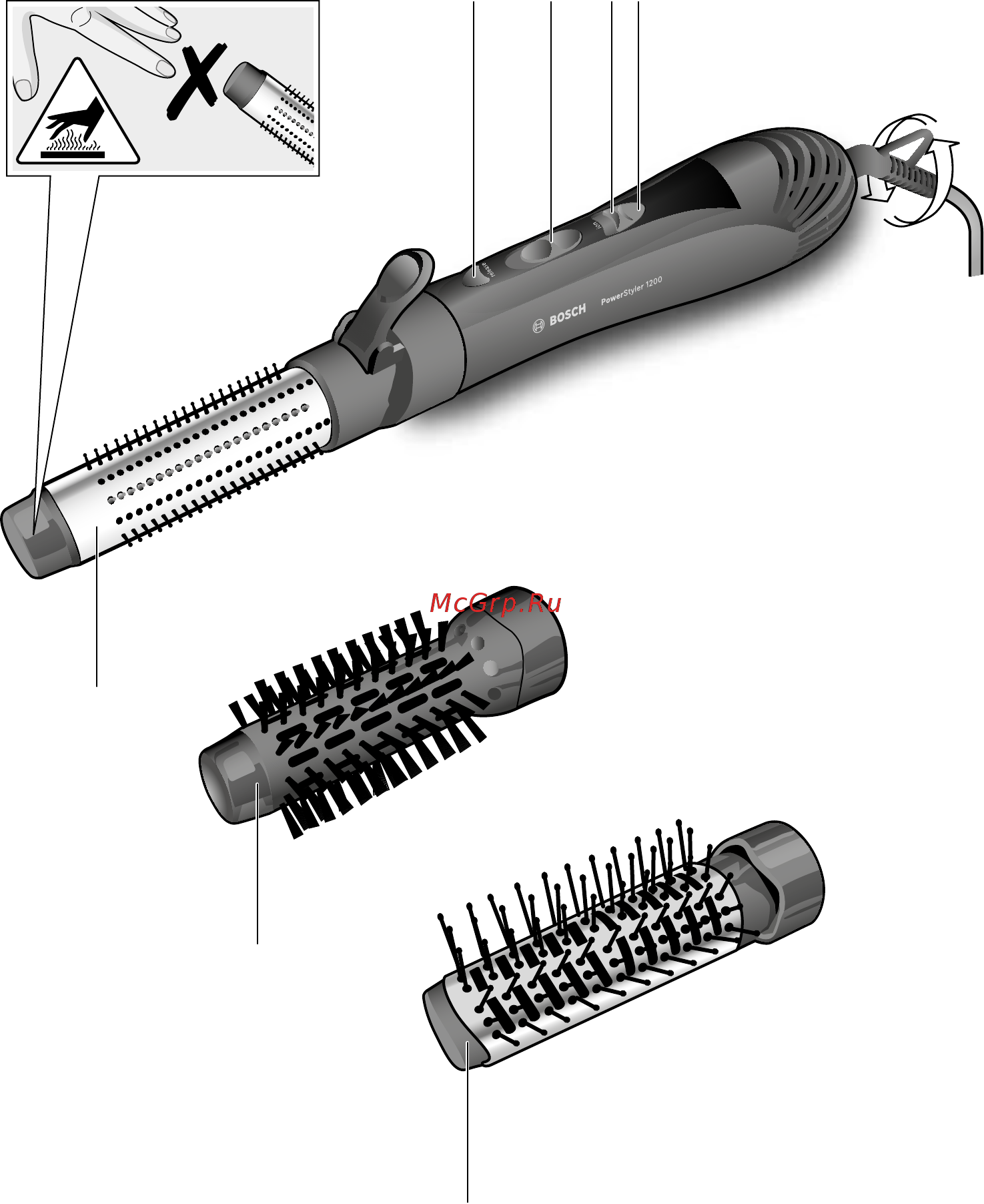 Bosch ProSalon Power Styler PHA9760 черный Инструкция по эксплуатации онлайн [3/8] 301207