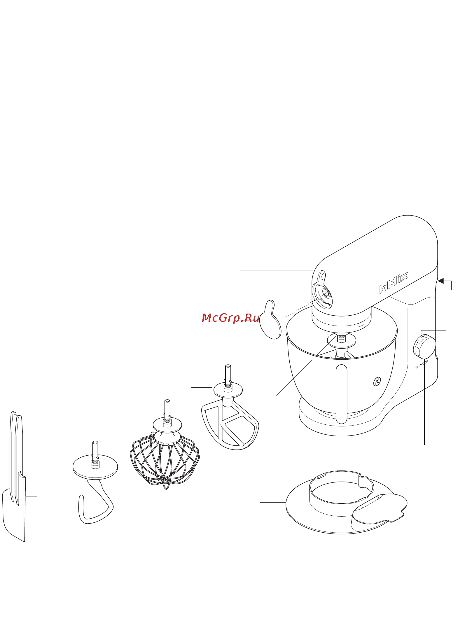 Kenwood KMX50YW (OW20011035) [10/125] De onderdelen van de kenwood keukenmachine