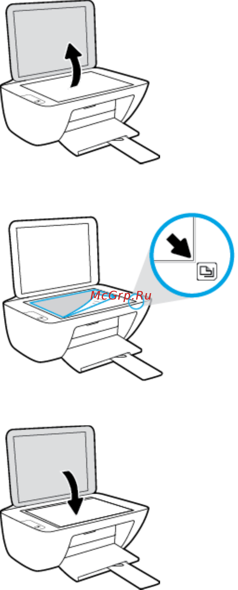 HP DeskJet 2130 [18/92] Размещение оригинального документа на стекле сканера