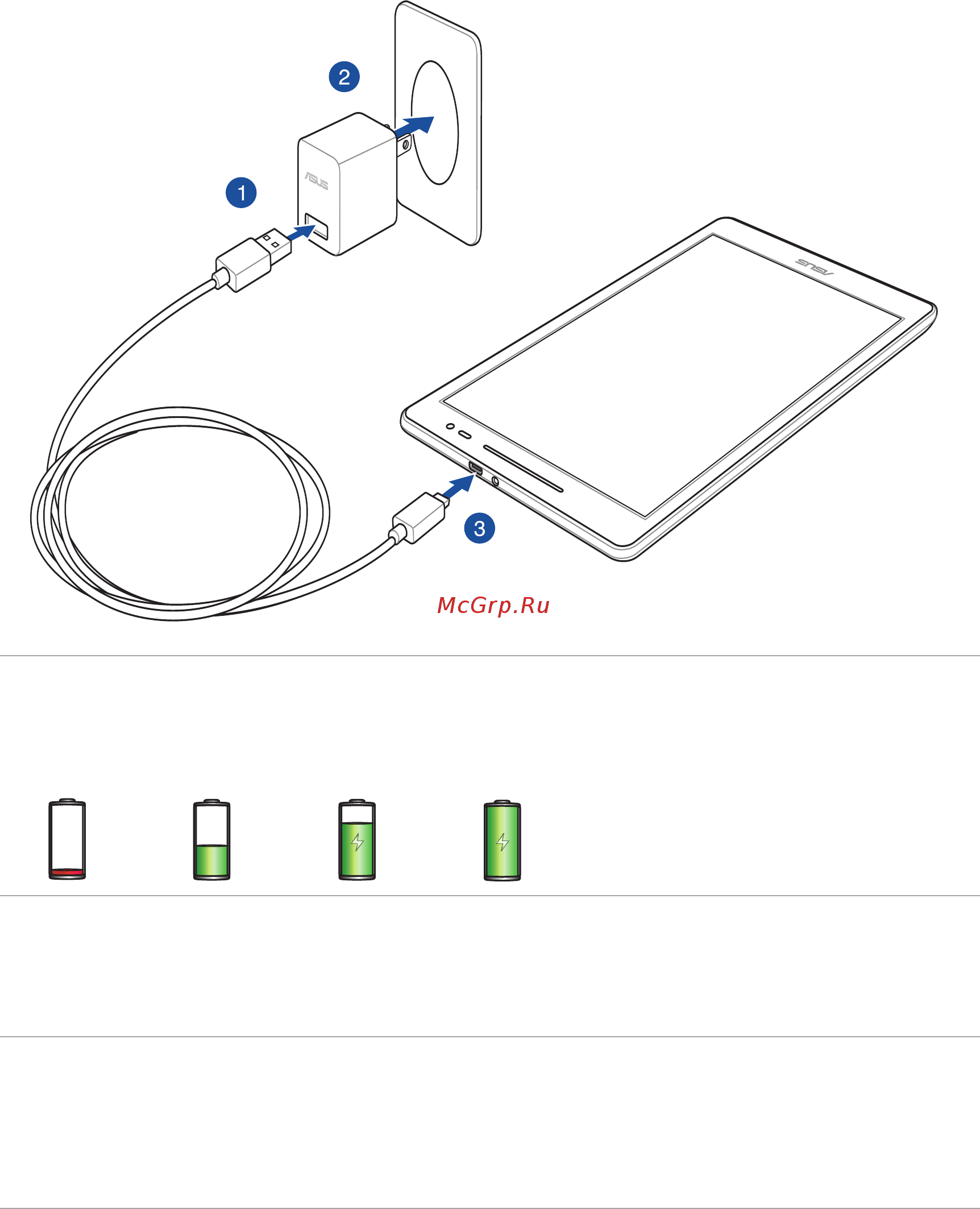 Asus zenpad 8.0 lte z380kl-1a017a,  90np0241-m00460 [18/169] Подключите кабель micro usb к блоку питания