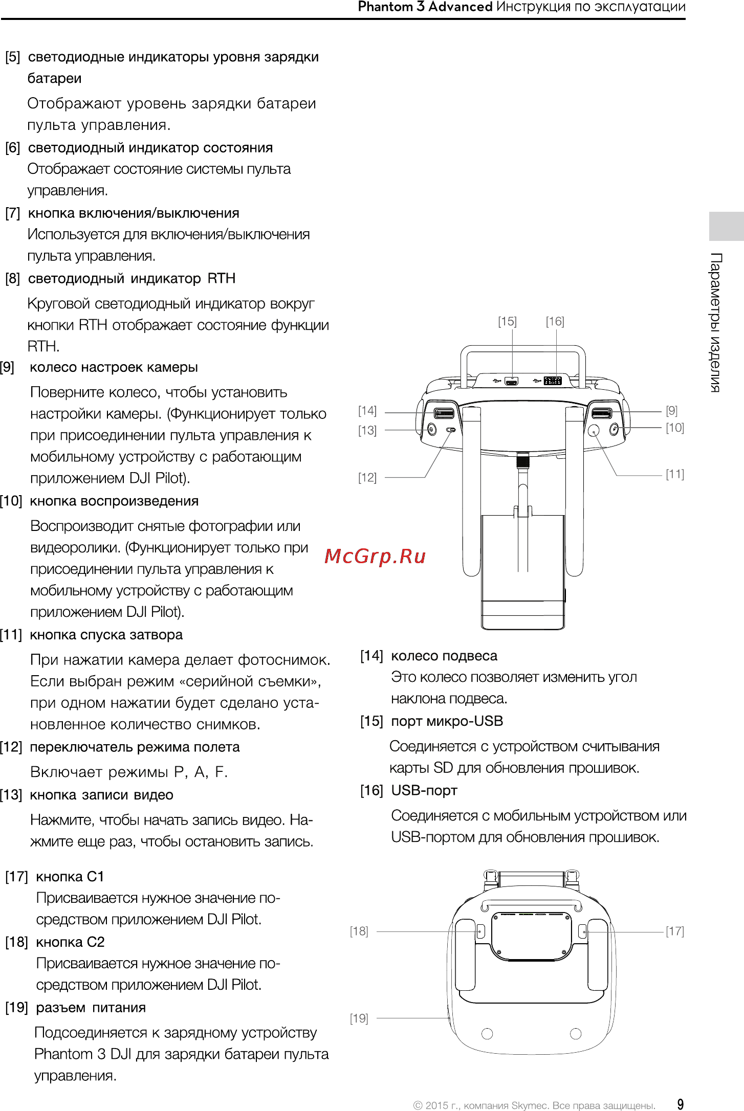 DJI Phantom 3 Advanced Инструкция по эксплуатации онлайн [9/76] 121283