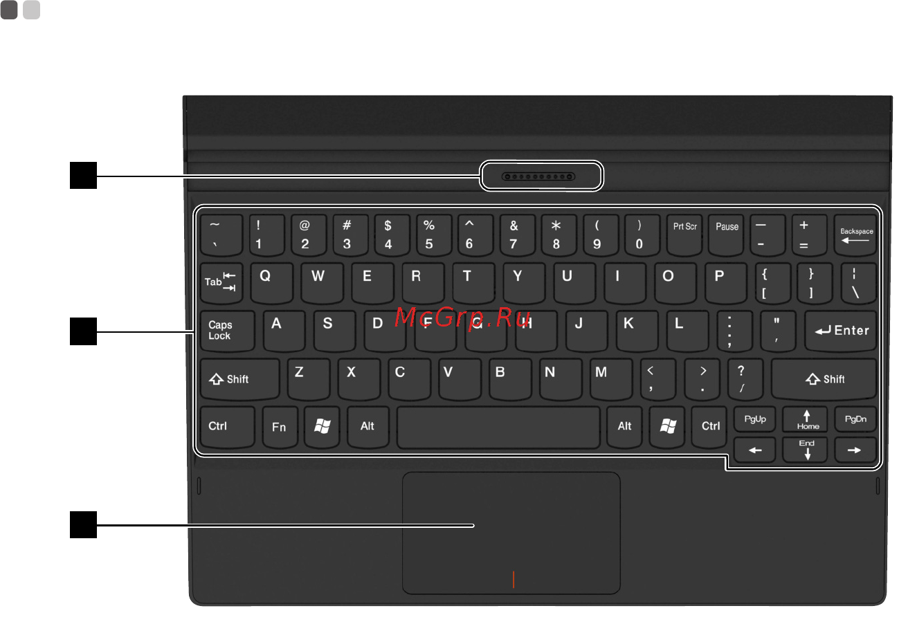 Lenovo MIIX3-1030 WiFi [10/36] Клавиатурная док станция вид сверху в некоторых моделях
