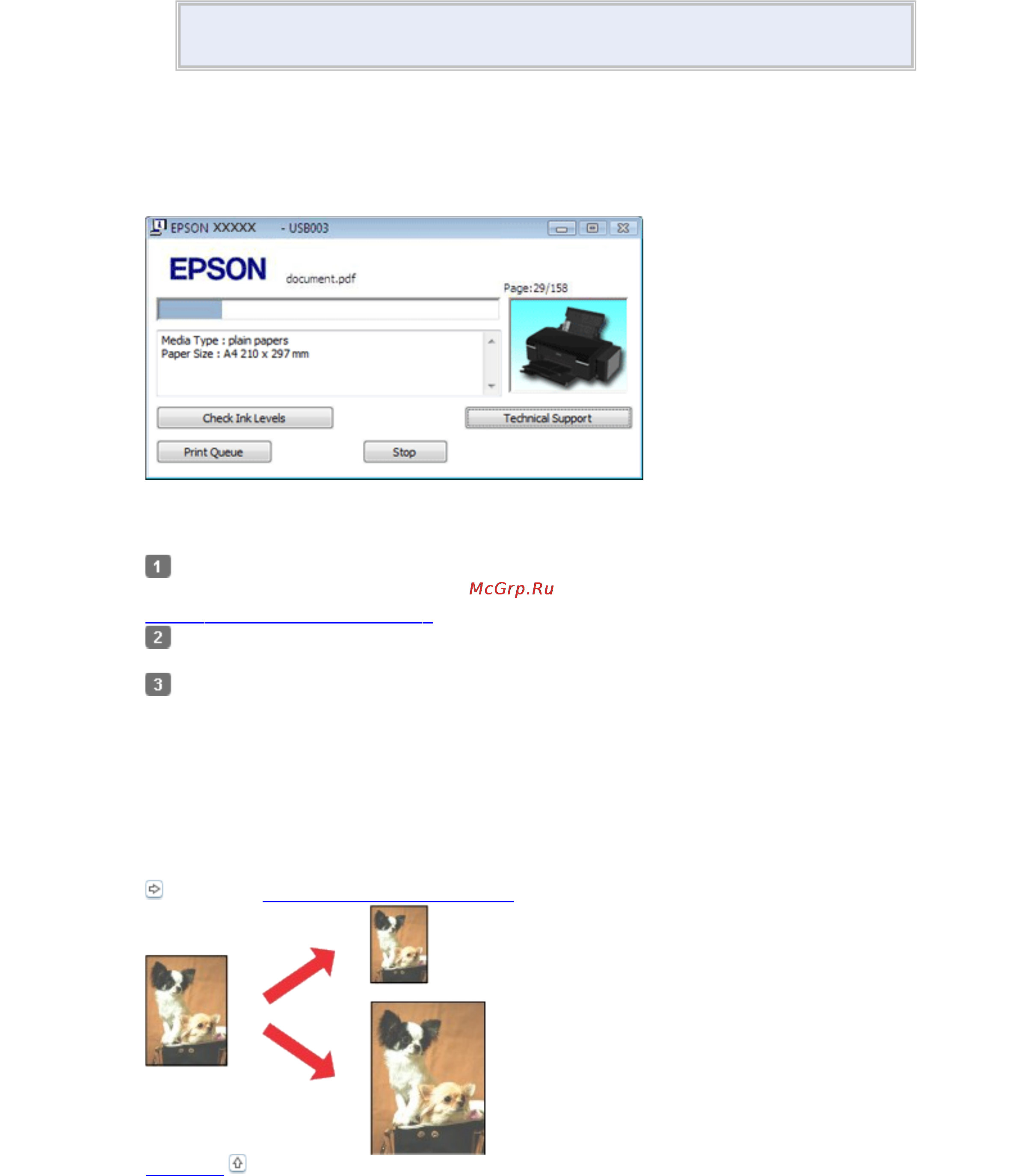 Epson L800 [25/80] С помощью индикатора выполнения