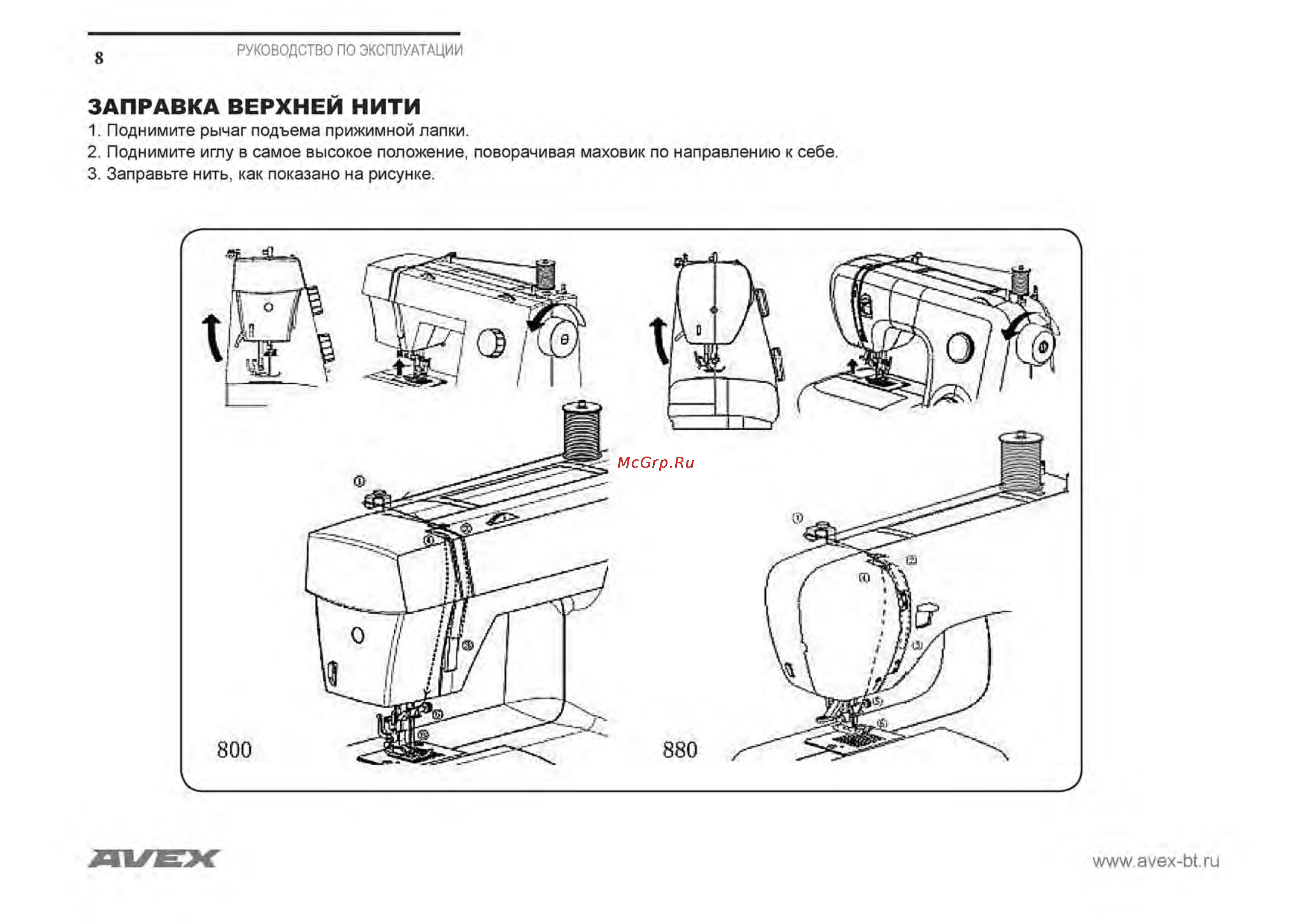 Avex HQ 883 [10/39] Заправка верхней нити