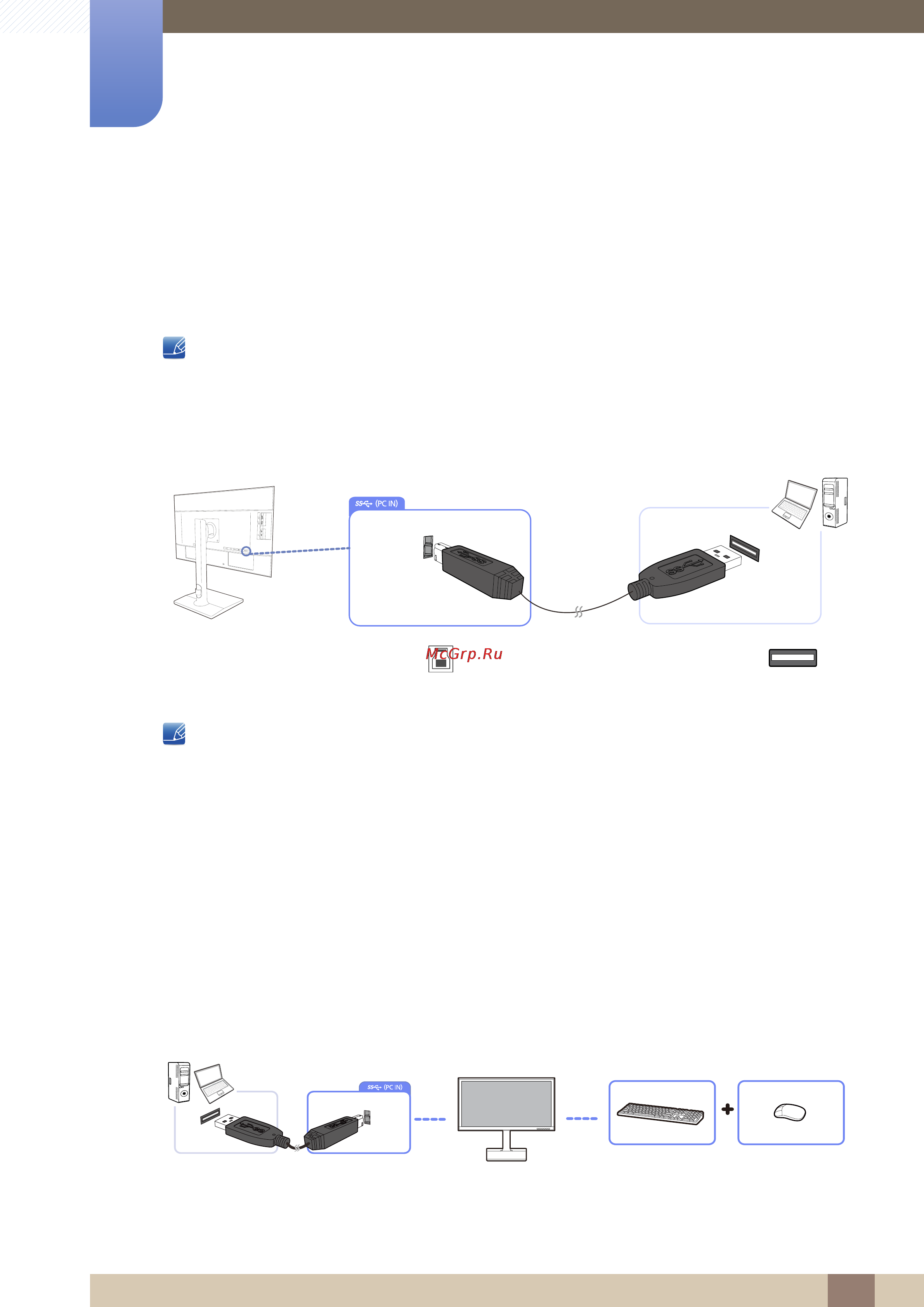 Samsung U24E850R [43/127] Подключение монитора к компьютеру в качестве usb концентратора