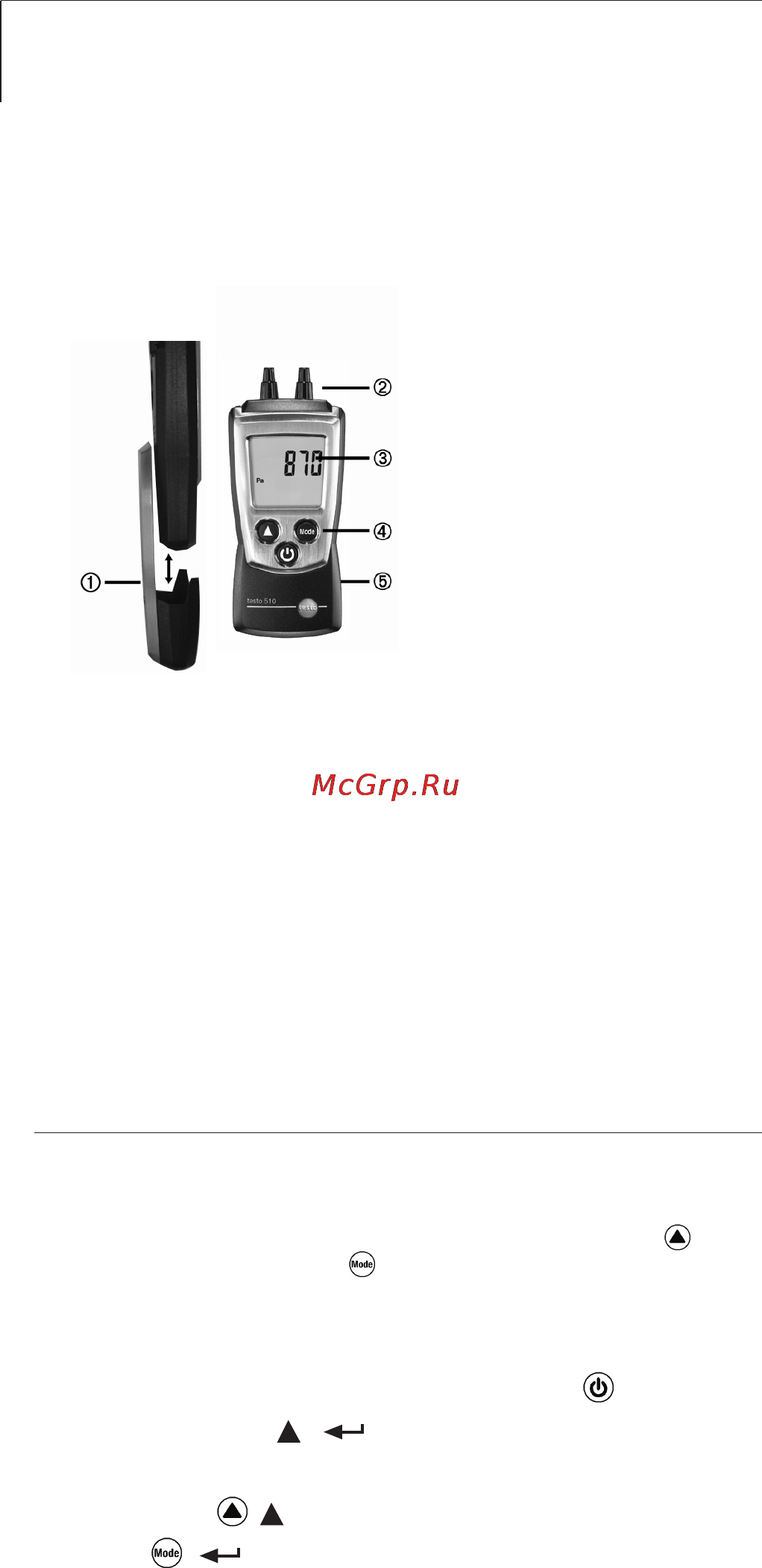 Testo 510 [5/8] Øтуöер сеíсора èзìереíèя дèôôереíöèальíоãо давлеíèя