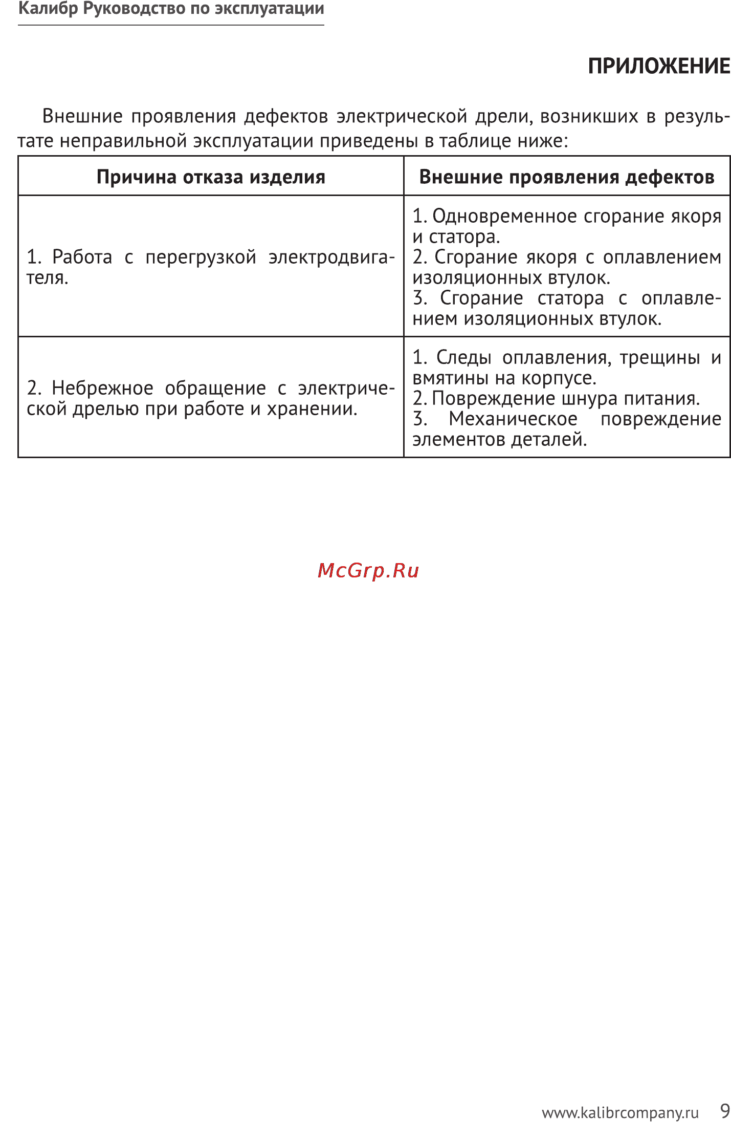Калибр ДЭ- 550ЕРУ+(В) Руководство по эксплуатации онлайн [9/11] 122421