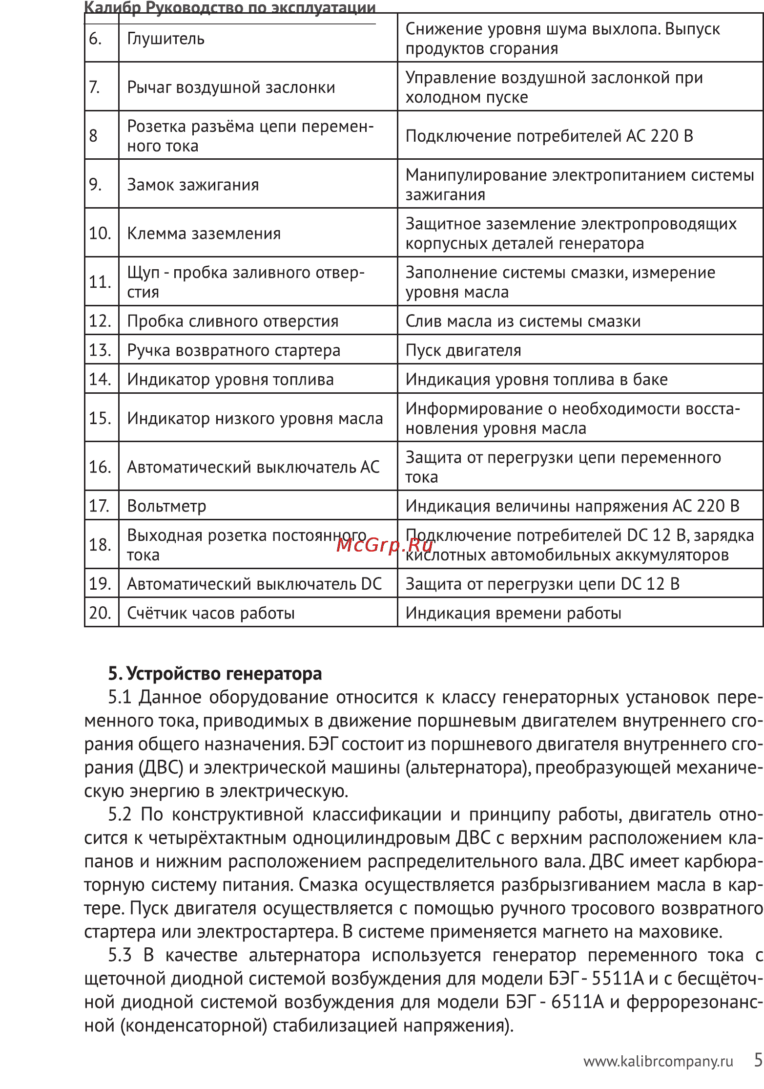 Калибр БЭГ-5511А Руководство по эксплуатации онлайн [5/23] 122450