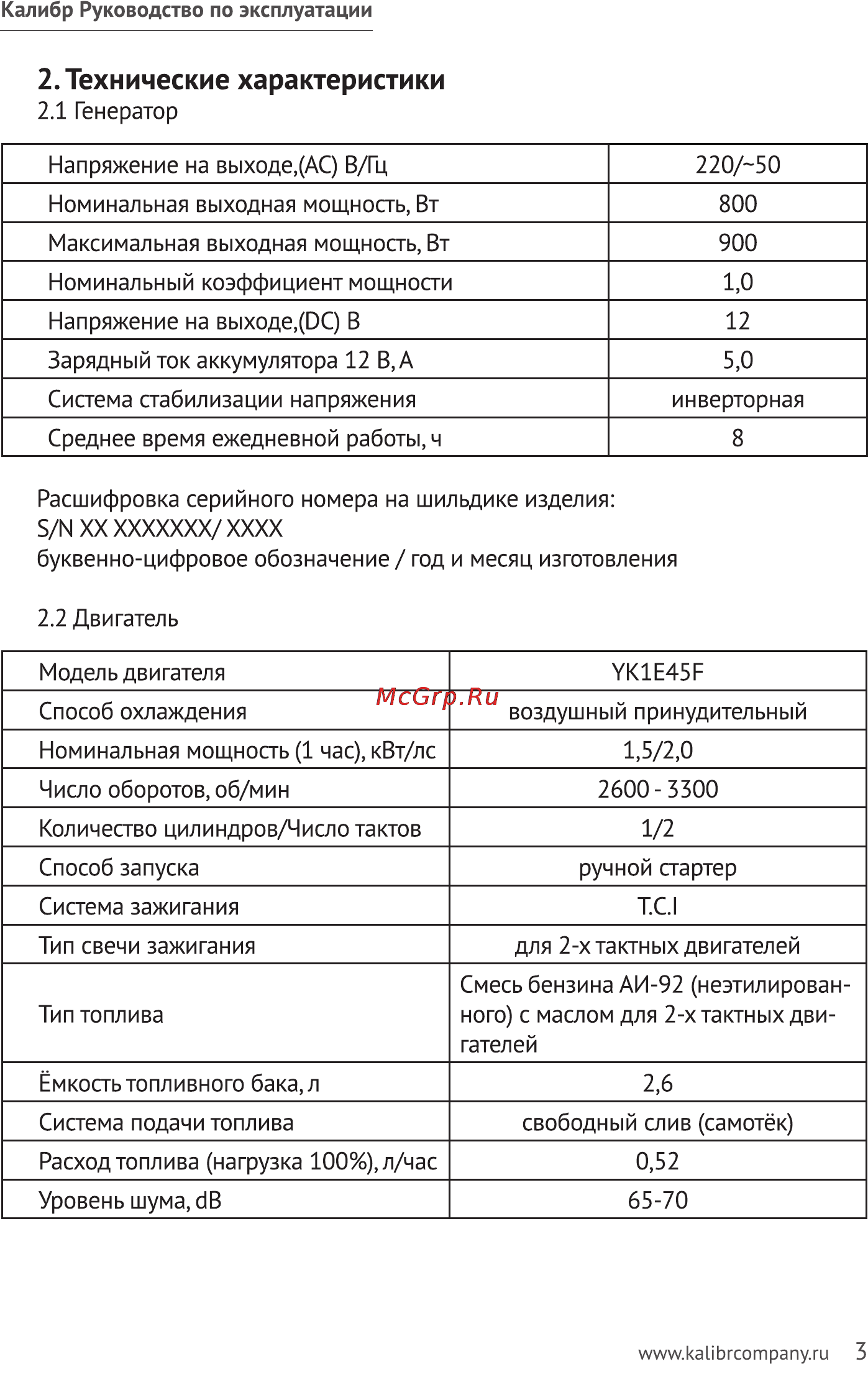 Калибр БЭГ- 900И [3/15] Технические характеристики