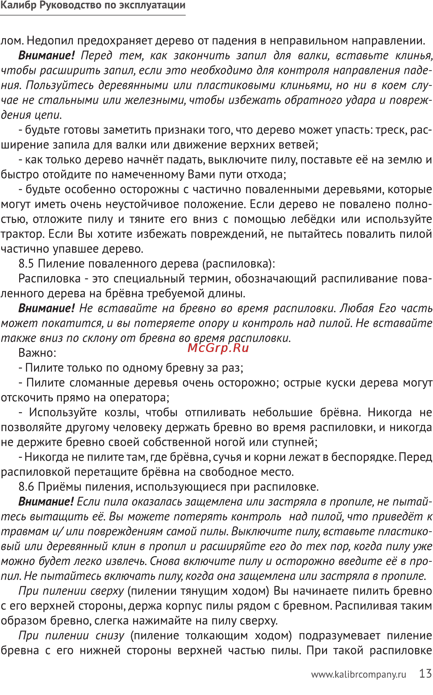 Калибр БП- 1400/16 Руководство по эксплуатации онлайн [13/20] 122544