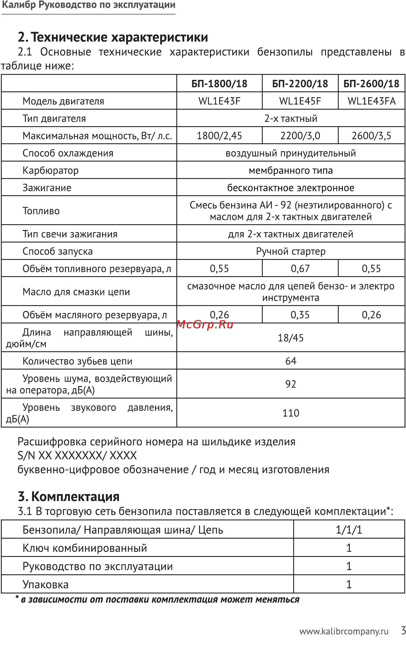 Калибр БП- 1800/18 [3/20] Технические характеристики