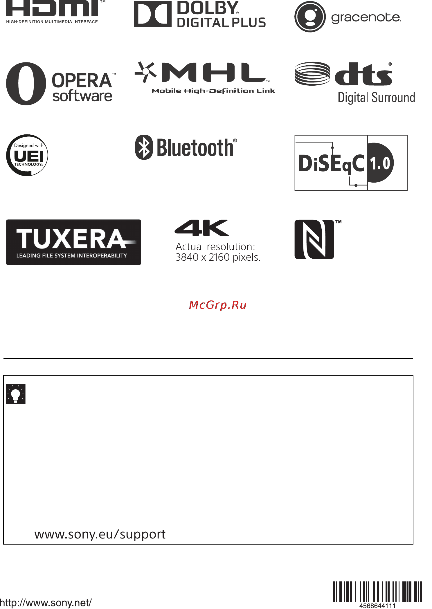 Sony KD49X8305C [44/44] 2015 sony corporation 4 568 644 11 1