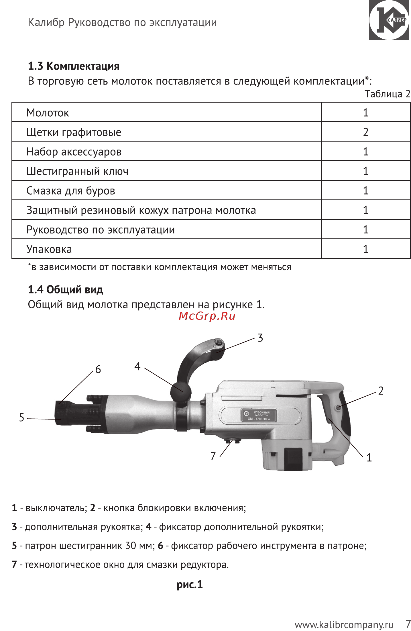 Калибр Мастер ОМ-1700/30М Руководство по эксплуатации онлайн [7/14] 122973