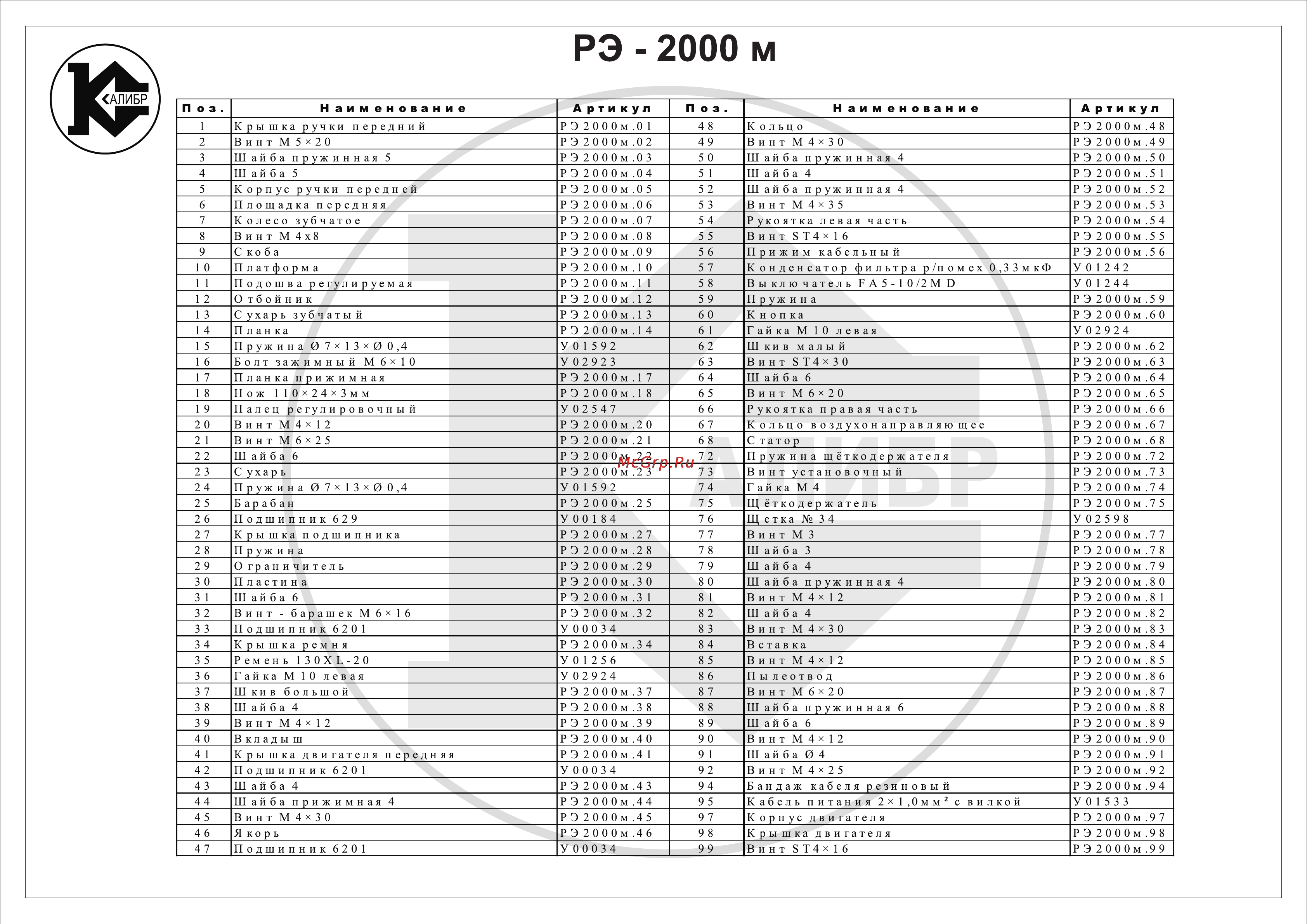 Калибр Мастер РЭ-2000М [2/2] Страница 2