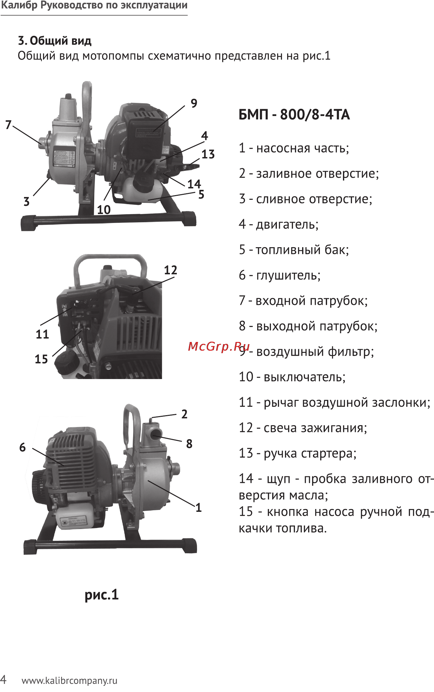Калибр БМП- 800/8-4ТА Руководство по эксплуатации онлайн [4/15] 123071