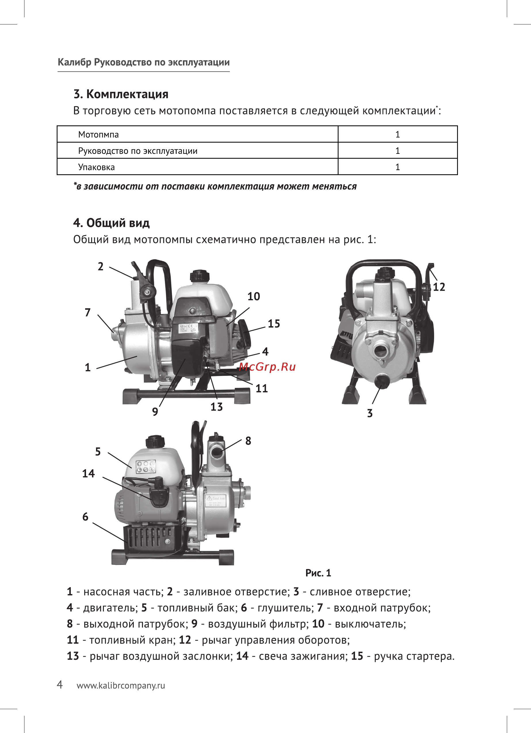 Калибр БМП- 1200/10А [4/16] Топливный кран 12 рычаг управления оборотов