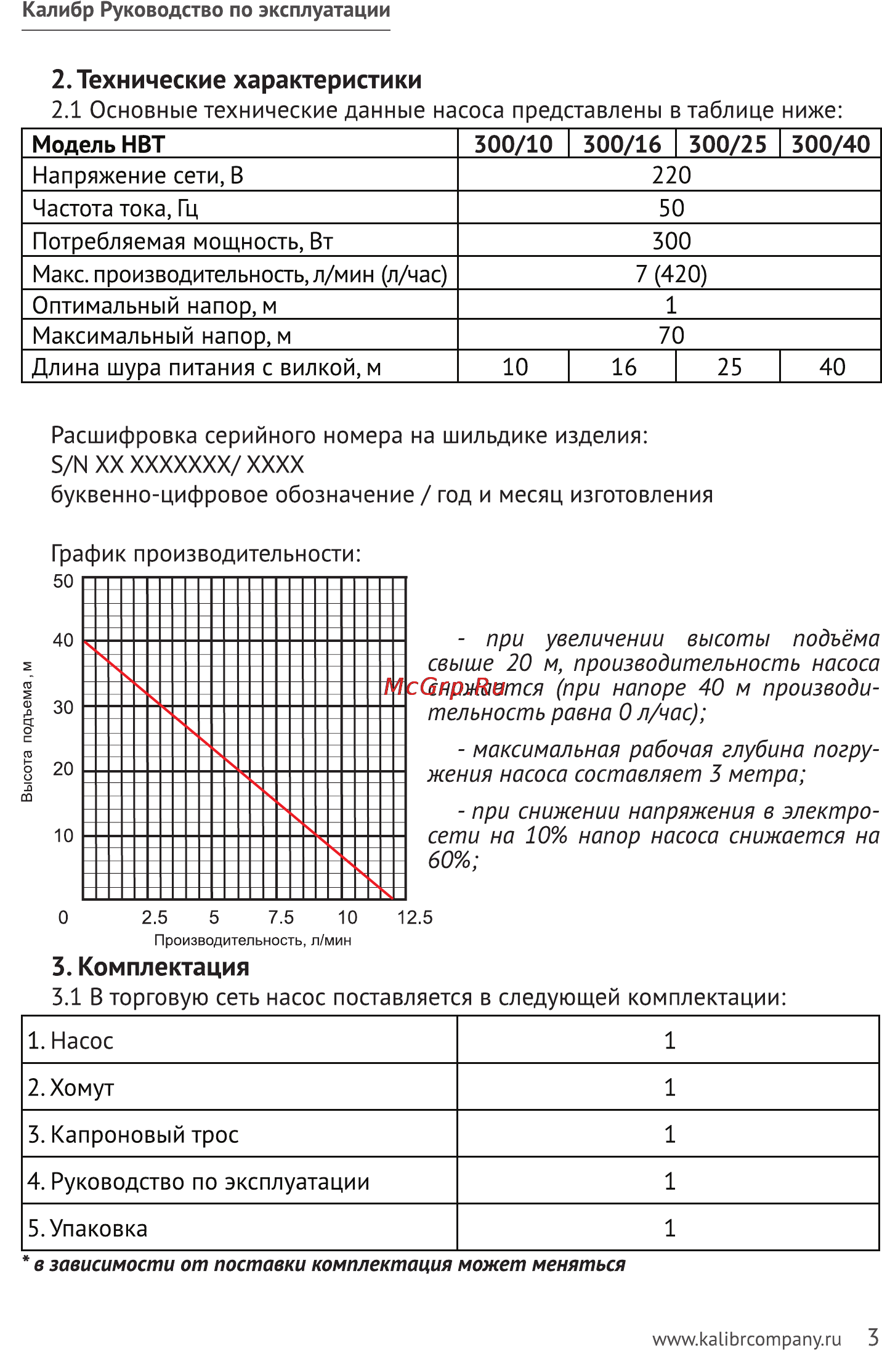 Калибр НВТ-300/16 Руководство по эксплуатации онлайн [3/11] 123079