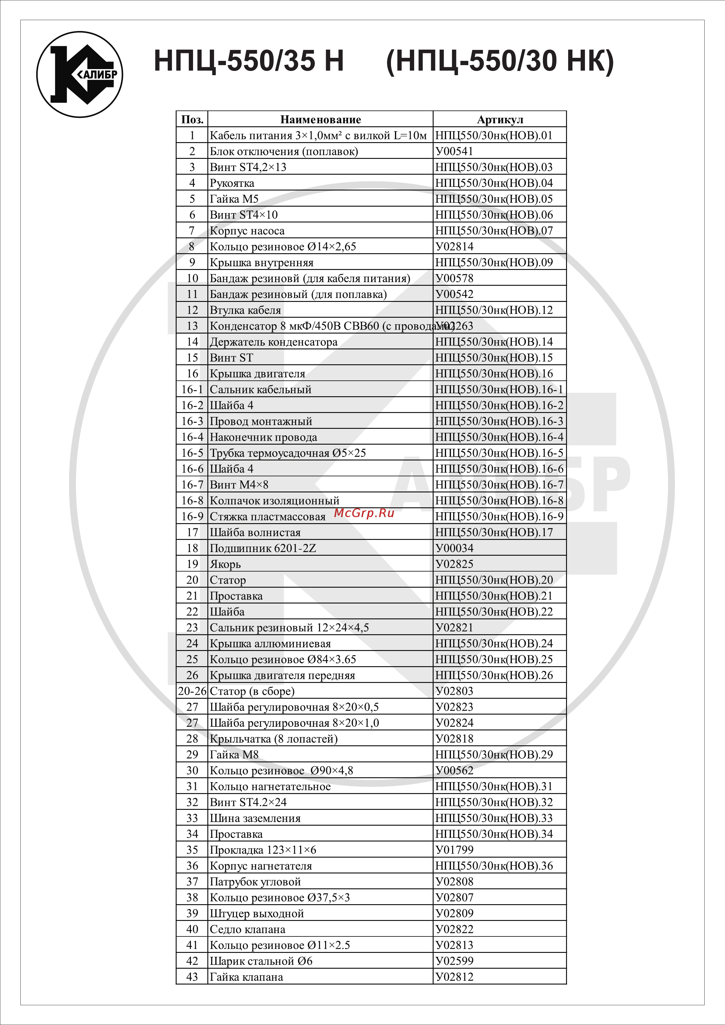 Калибр НПЦ- 550/35 Н(нерж) [2/2] Нпц 550 35 н нпц 550 30 нк