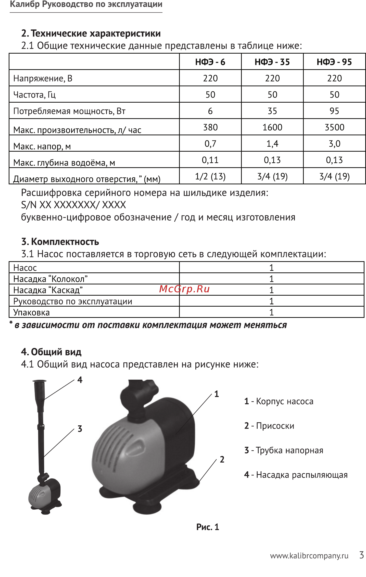 Калибр НФЭ-95 [3/9] Технические характеристики 2 общие технические данные представлены в таблице ниже