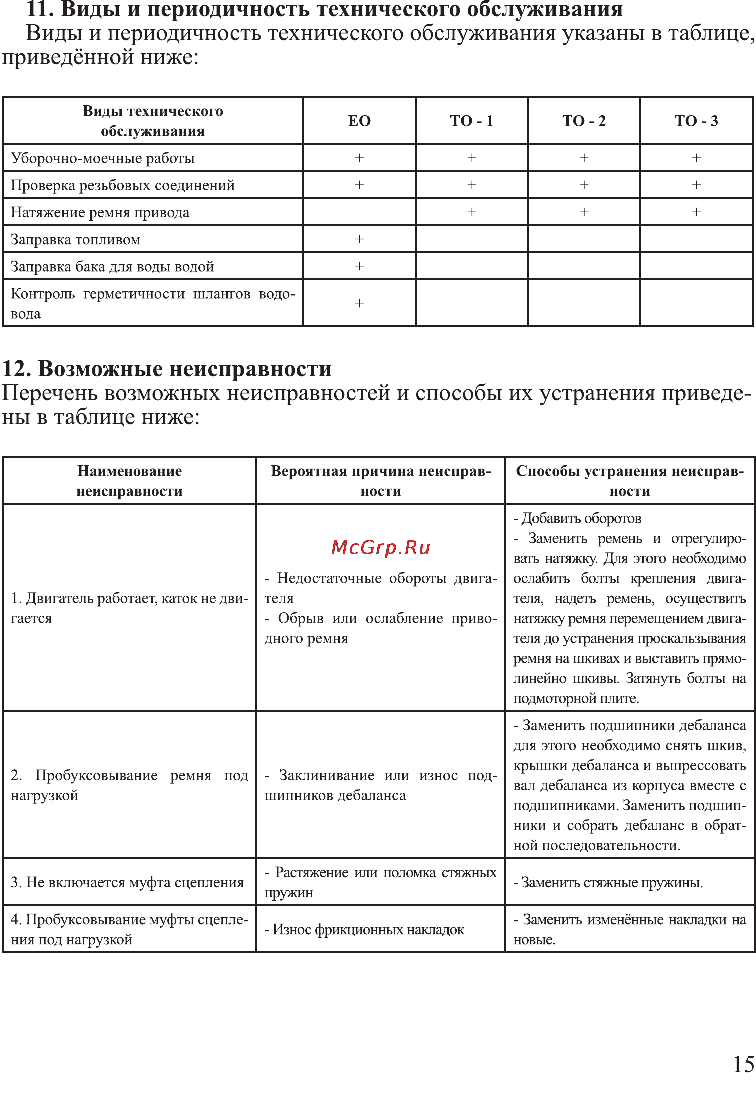 Калибр К- 600 [11/12] Виды и периодичность технического обслуживания виды и периодичность технического обслуживания указаны в таблице