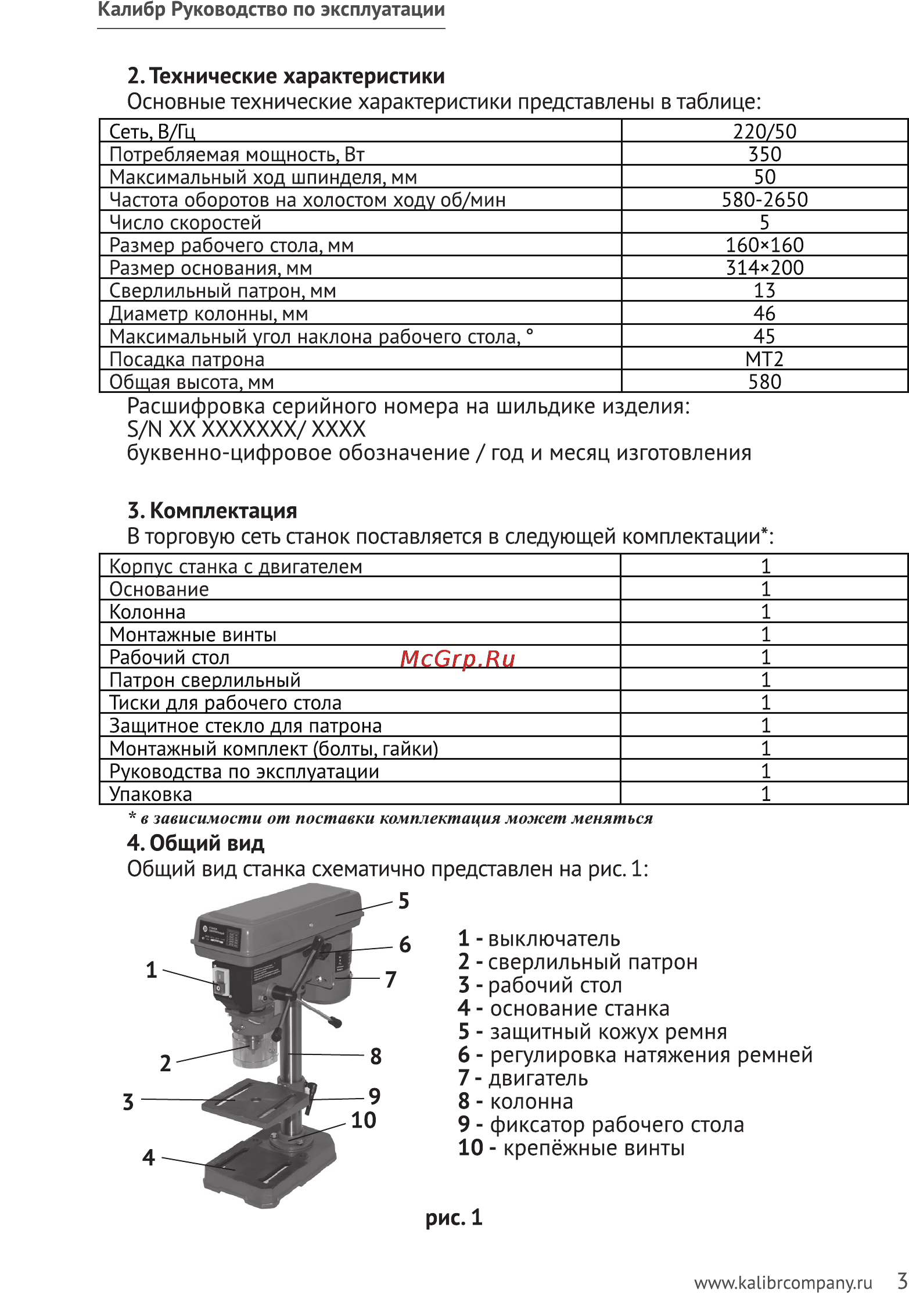 Калибр СС-13С/350 Руководство по эксплуатации онлайн [3/7] 123219