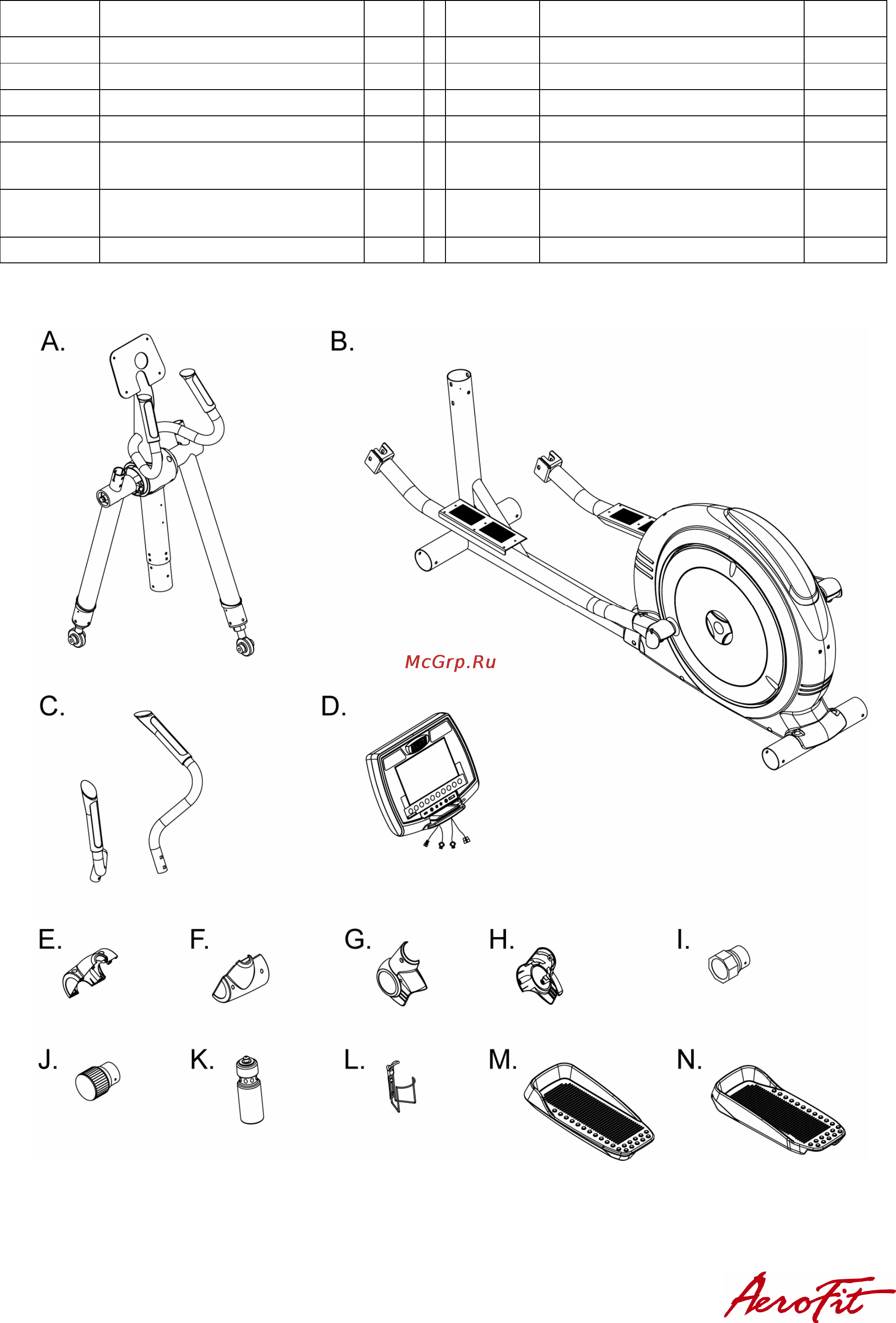 Aerofit 8800E 10LCD [3/34] Основные детали