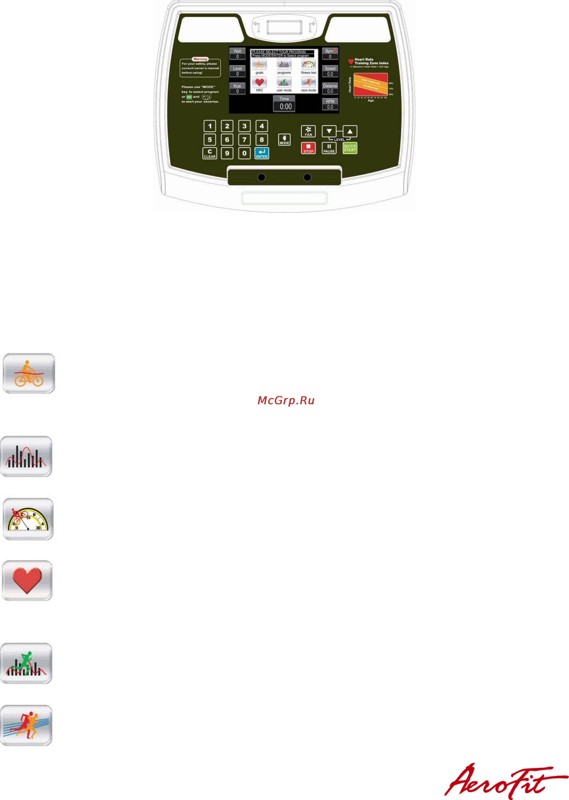 Aerofit 9500R 7LCD [14/34] I описание консоли