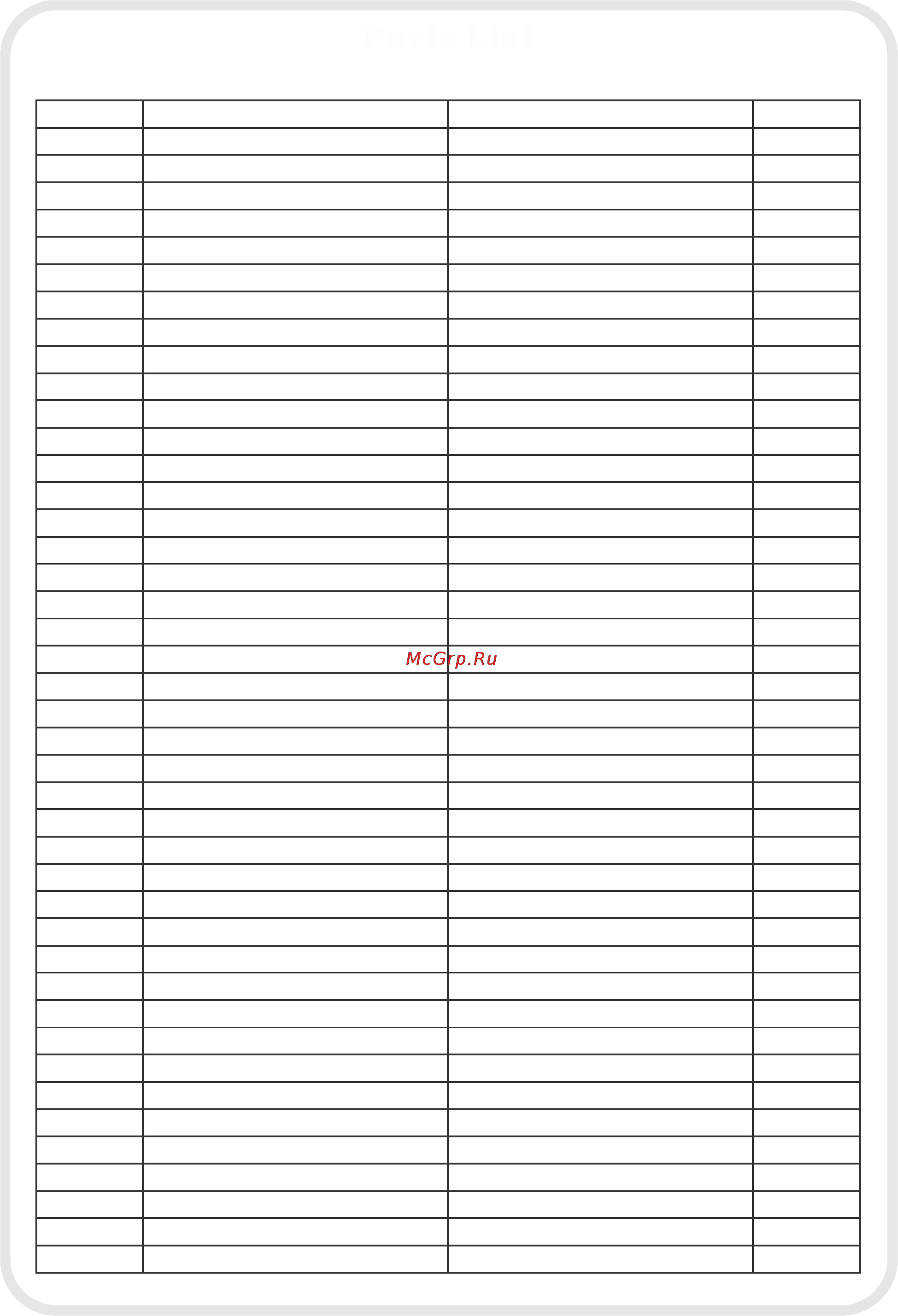 Aerofit PST300 [4/21] Перечень деталей