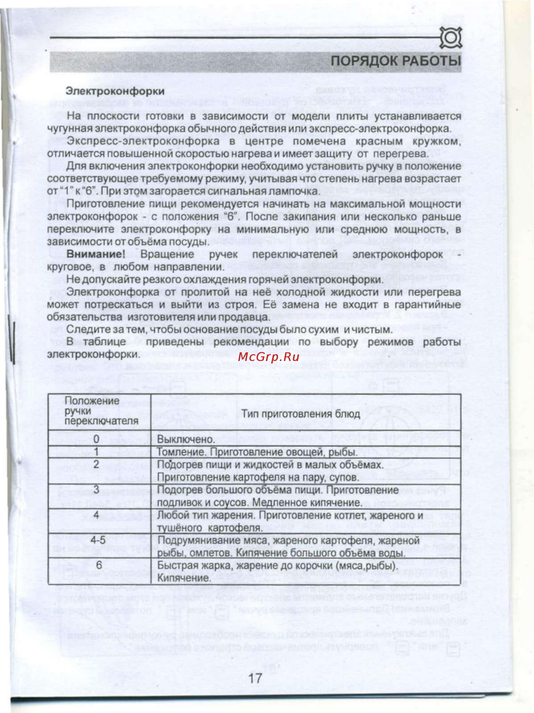 De luxe 5422.03гэ (щ) [19/28] Порядок работы