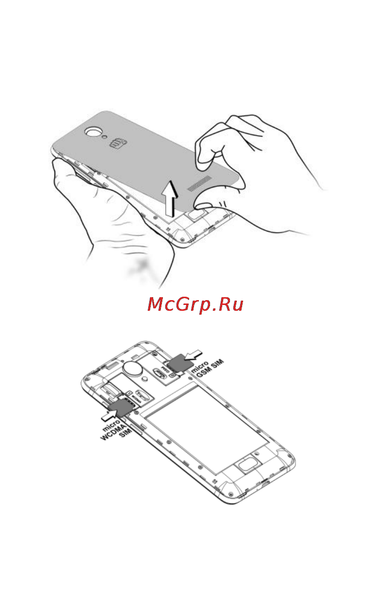Micromax Q380 Canvas Spark Dual [17/53] Установка sim карты и карты памяти