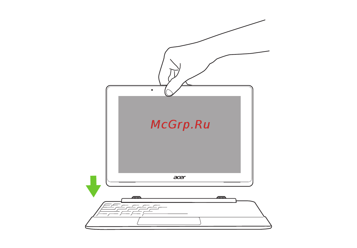 Acer One 10 32Gb (S1002-17R4) [15/60] Подсоединение и отсоединение клавиатуры