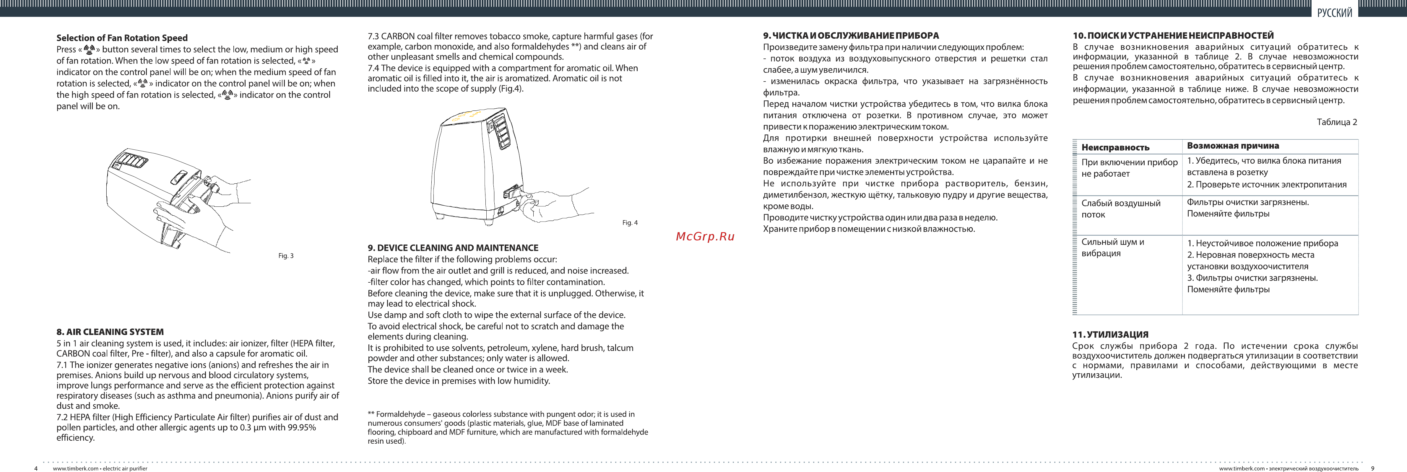 Timberk tap fl50 sf (r) [4/6] Поиск и устранение неисправностей