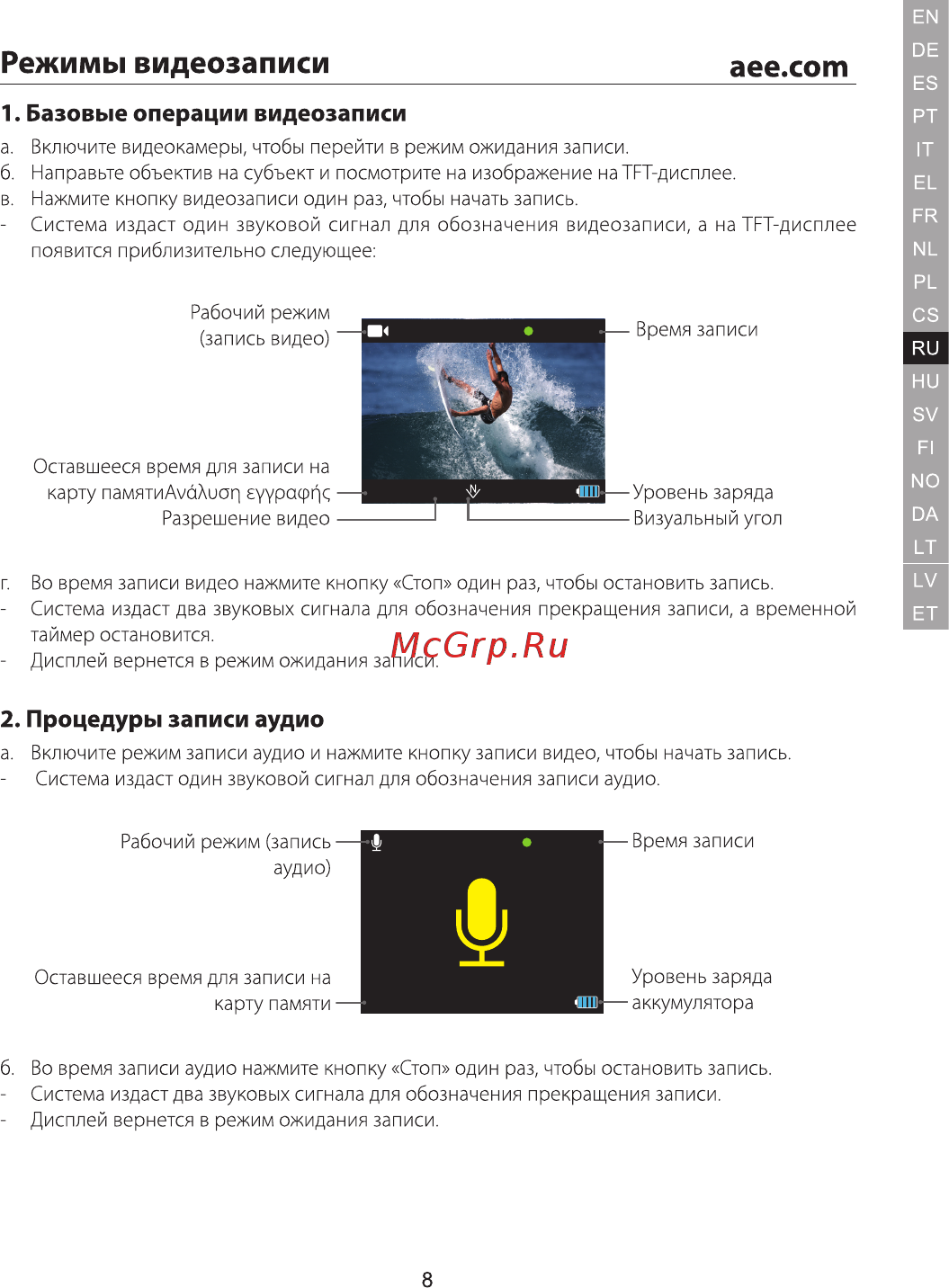 AEE S40 Инструкция по эксплуатации онлайн [9/28] 124797