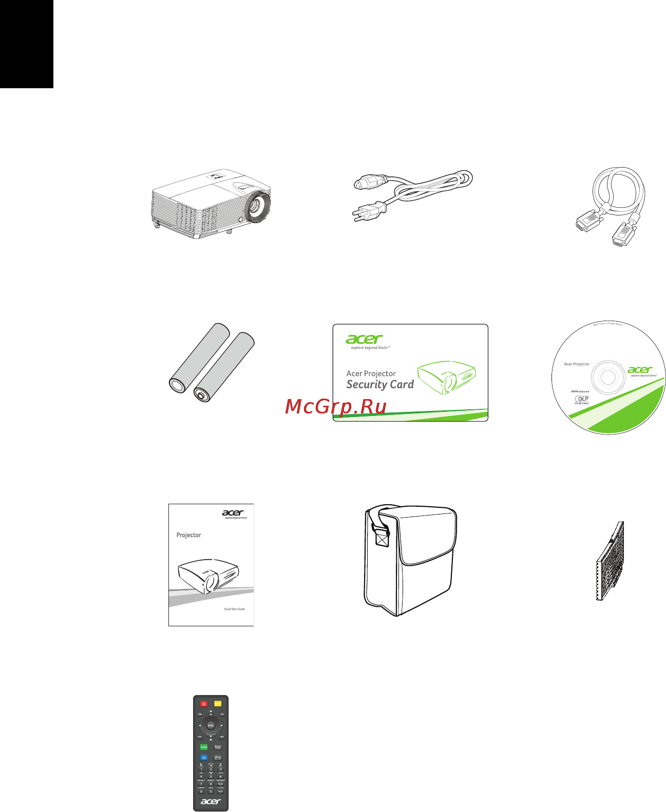Acer X122 [12/57] Комплектность