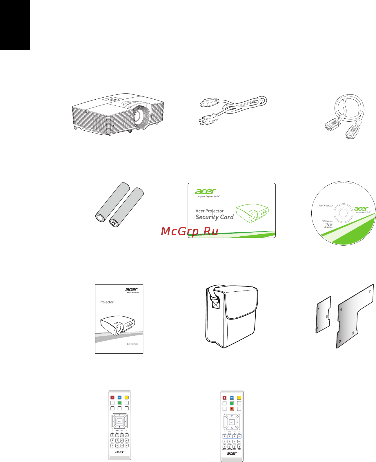 Acer P1383W [12/69] Комплектность