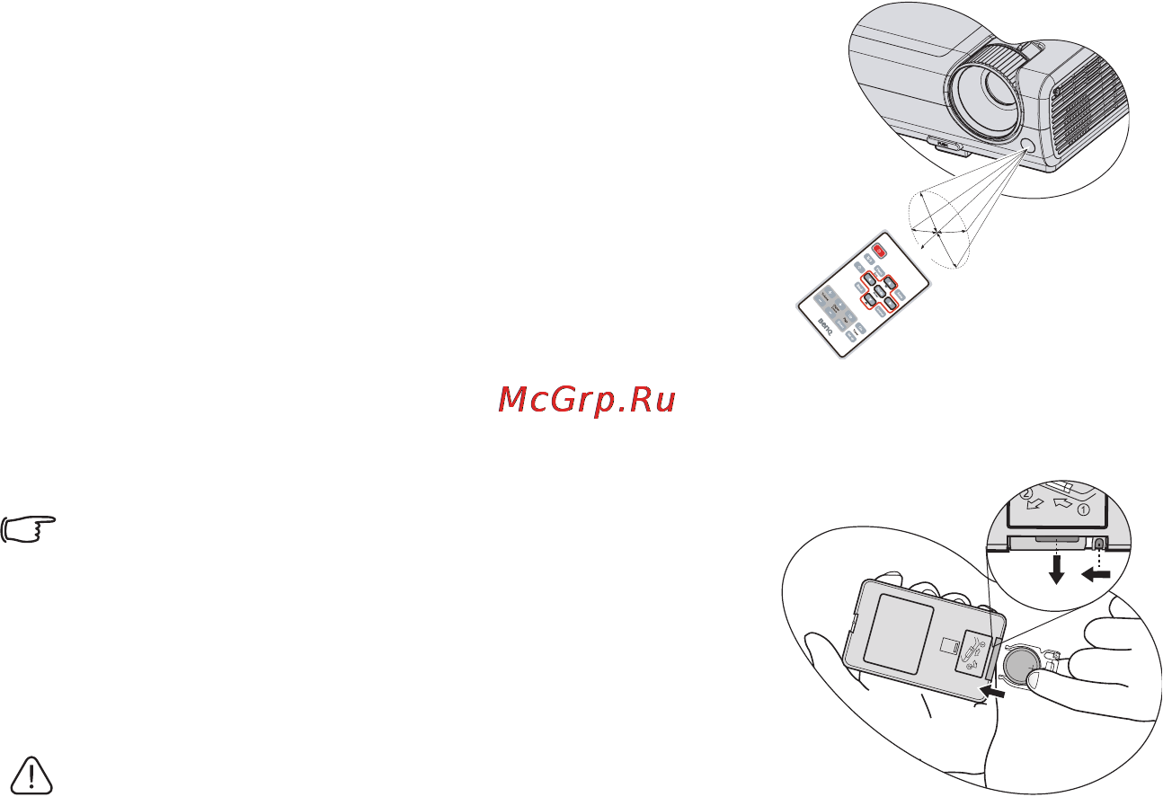 Benq MP615P [13/68] Замена батареи пульта ду