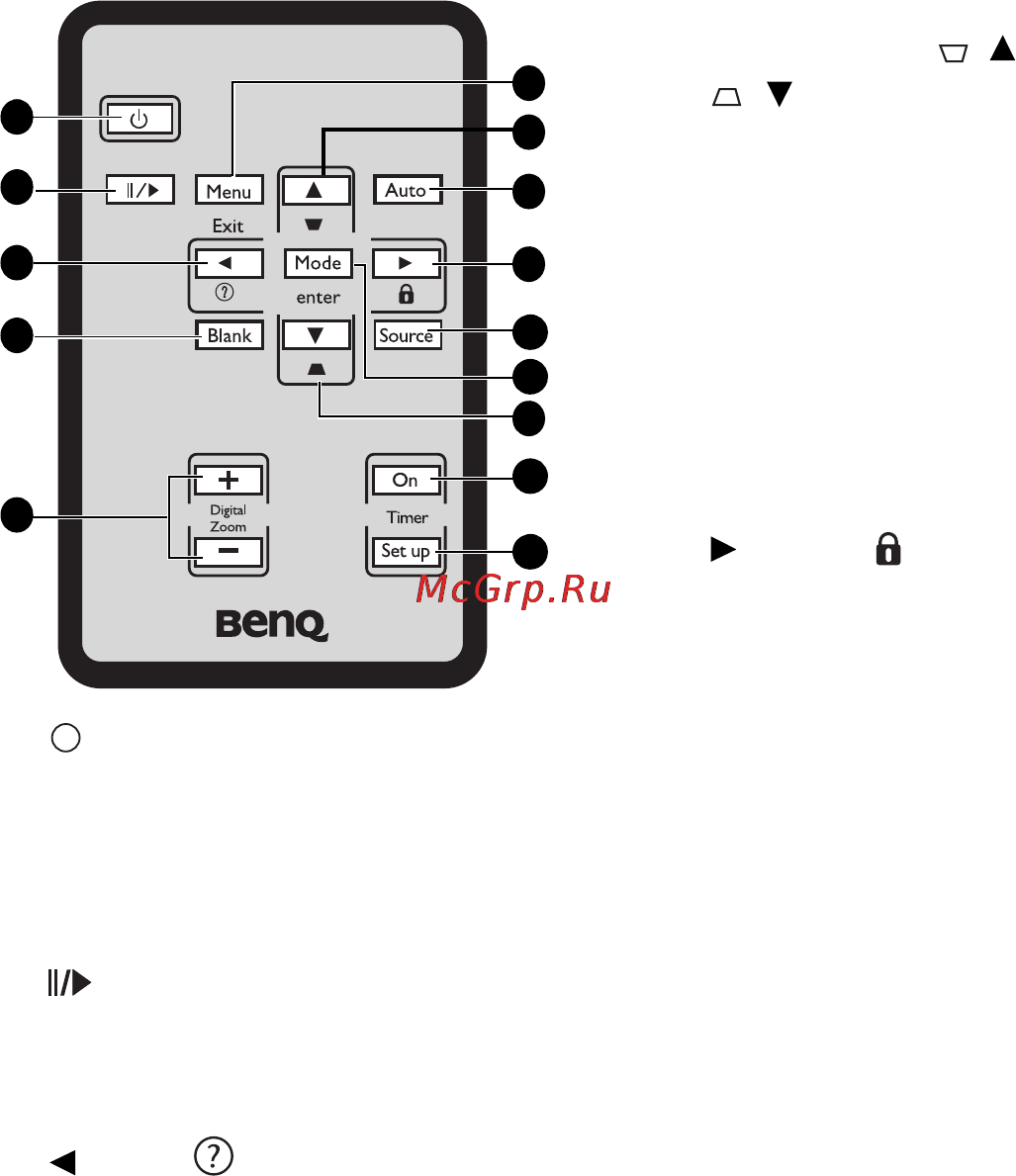 Benq MP512 [11/59] Пульт ду