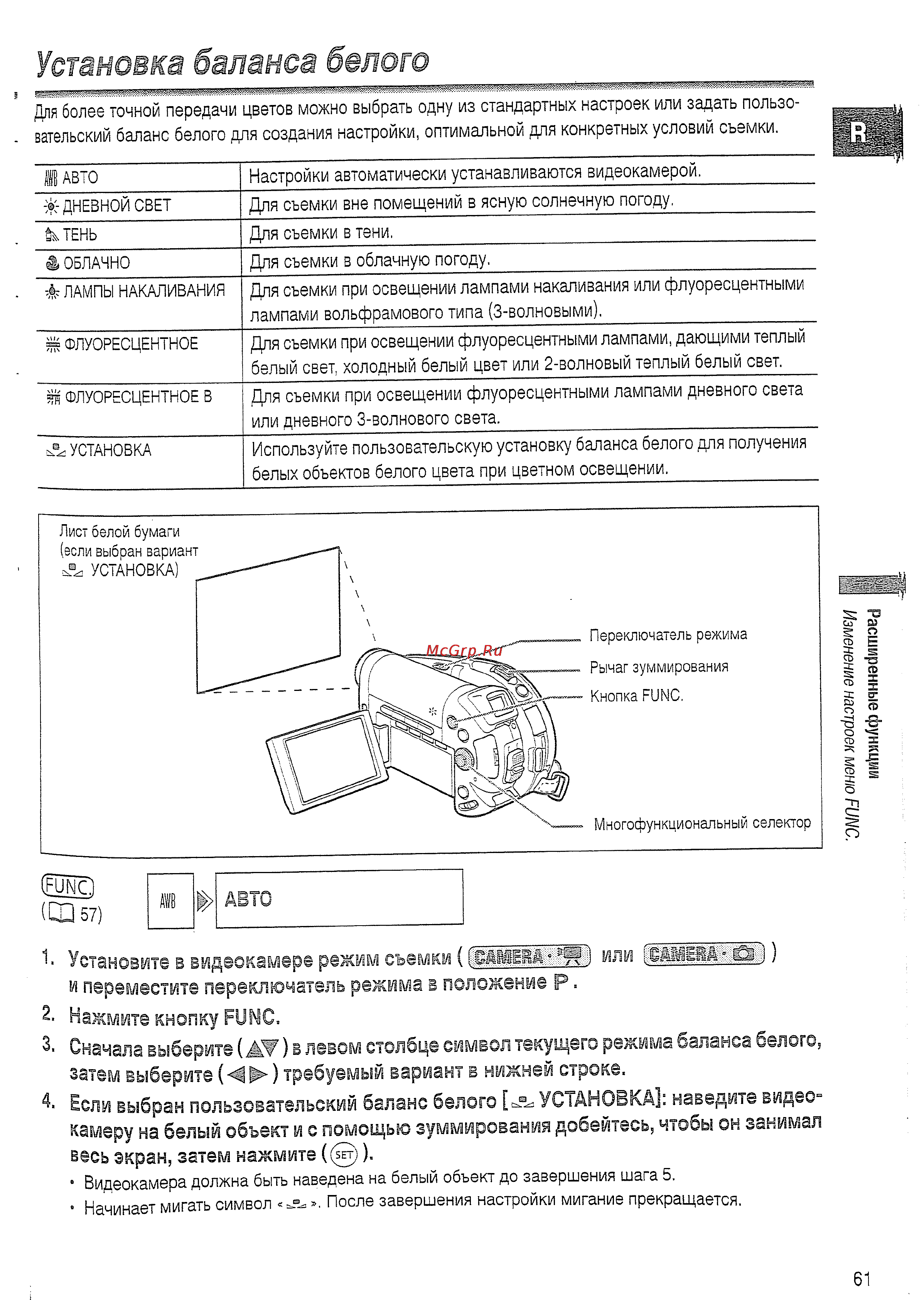 Canon DVD DC10 KIT [61/144] Установка баланса белого
