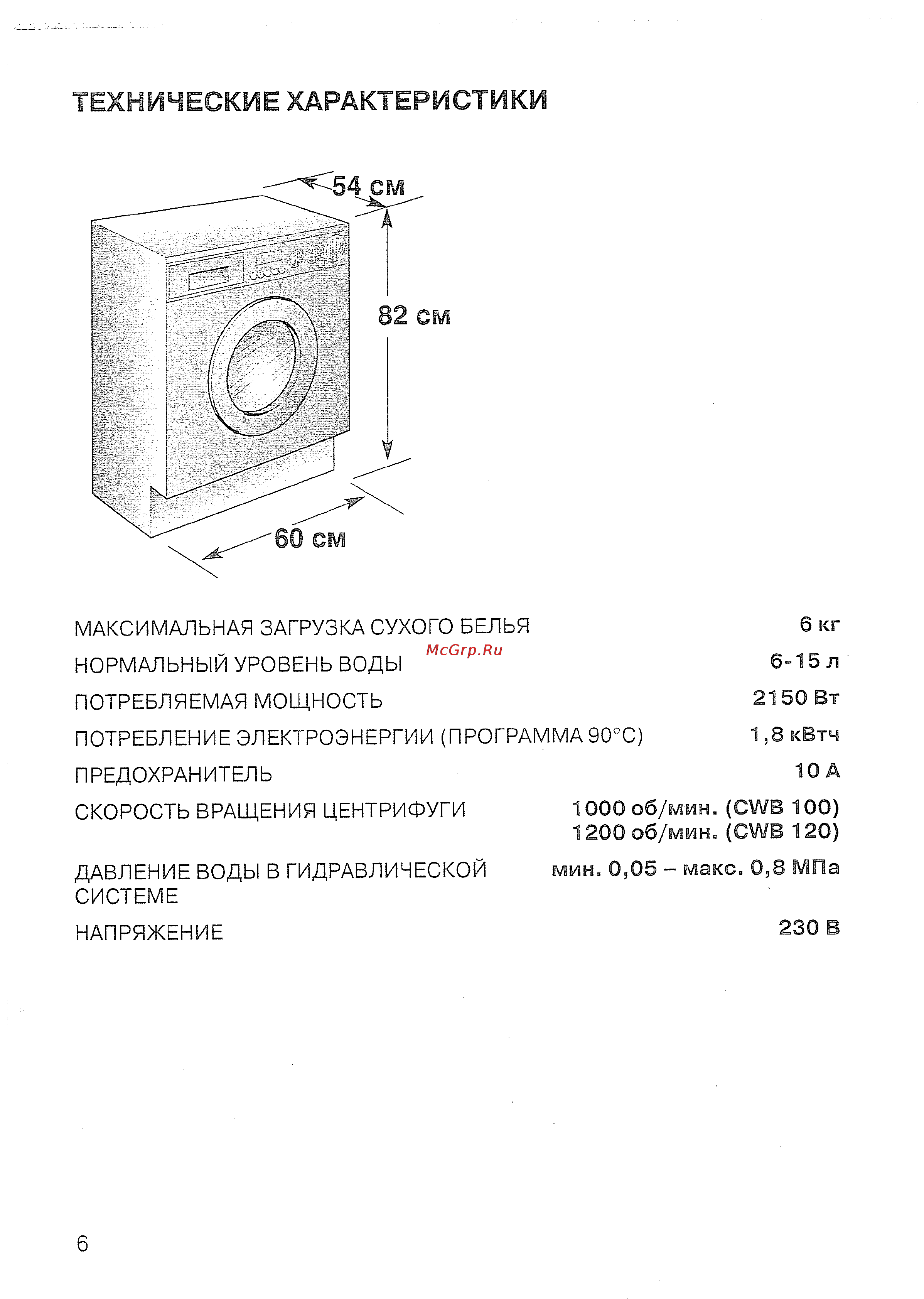 Candy CWB 100-37S [8/40] Технические характеристики