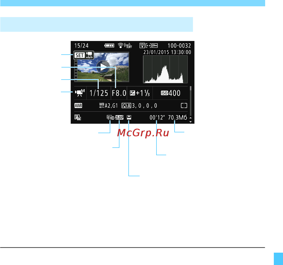 Canon EOS 750D Kit 18-135 IS STM Black [309/416] Пример информации для видеозаписи