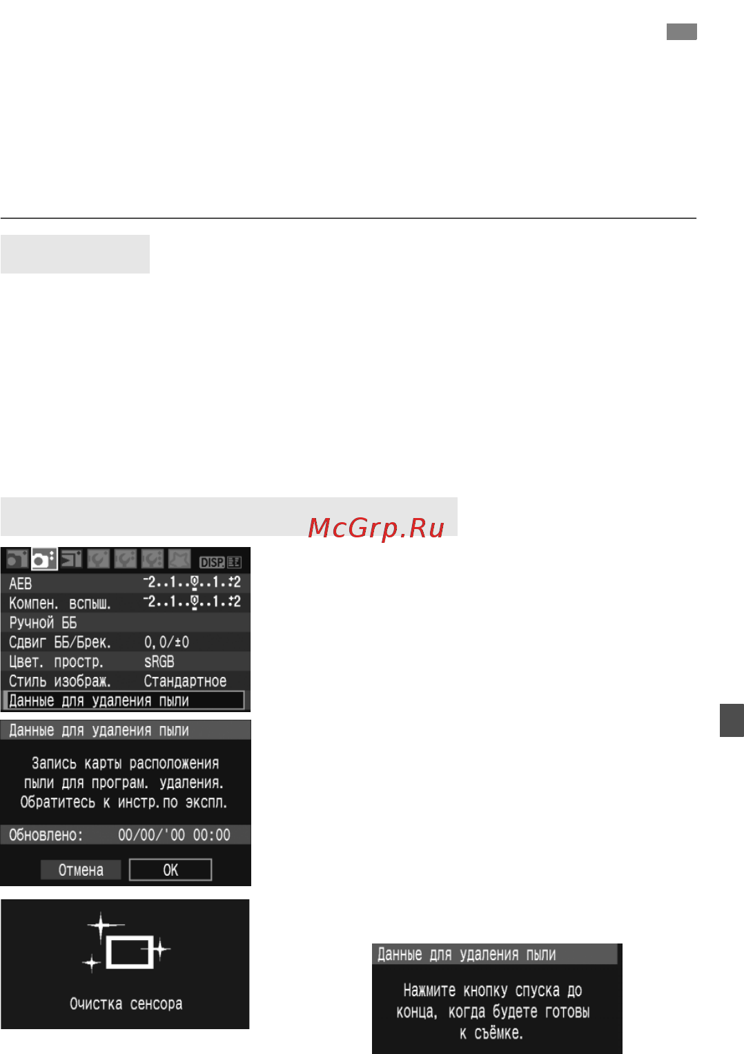 Canon EOS 1000D BODY [119/196] Добавление данных для удаления пыл