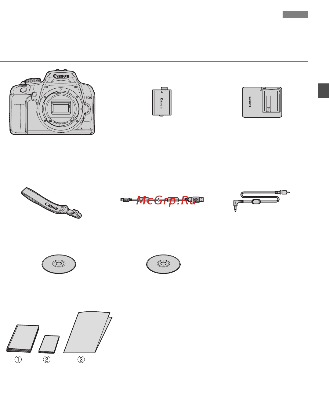 Canon EOS 1000D 18-55 IS [3/196] 1 инструкция по эксплуатации данный документ 2 карманный справочник