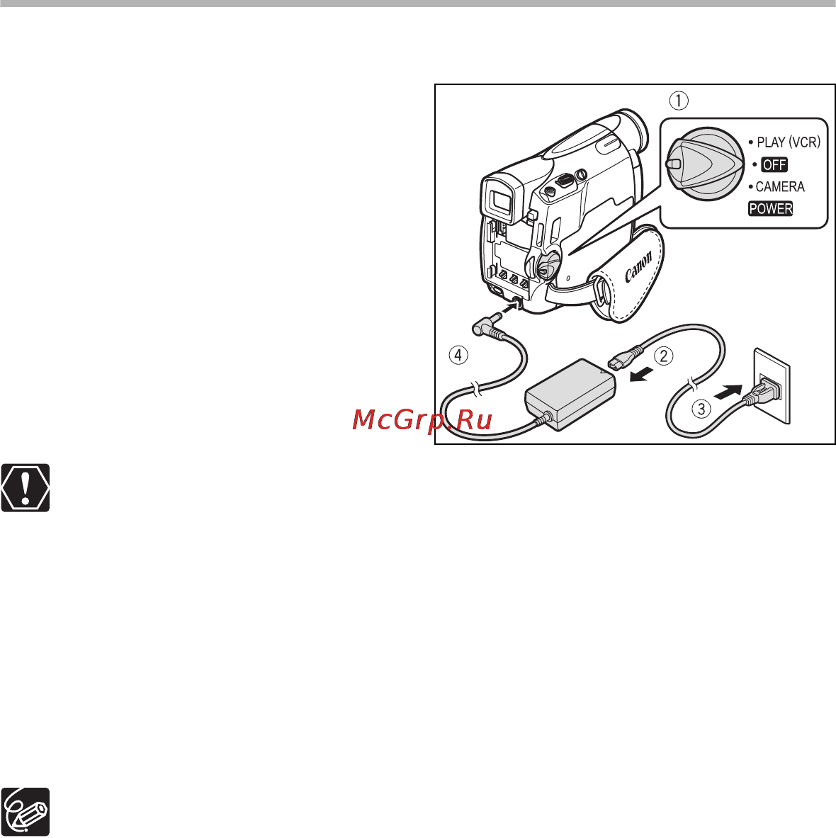 Canon MV-830i [12/147] Питание от бытовой электросети