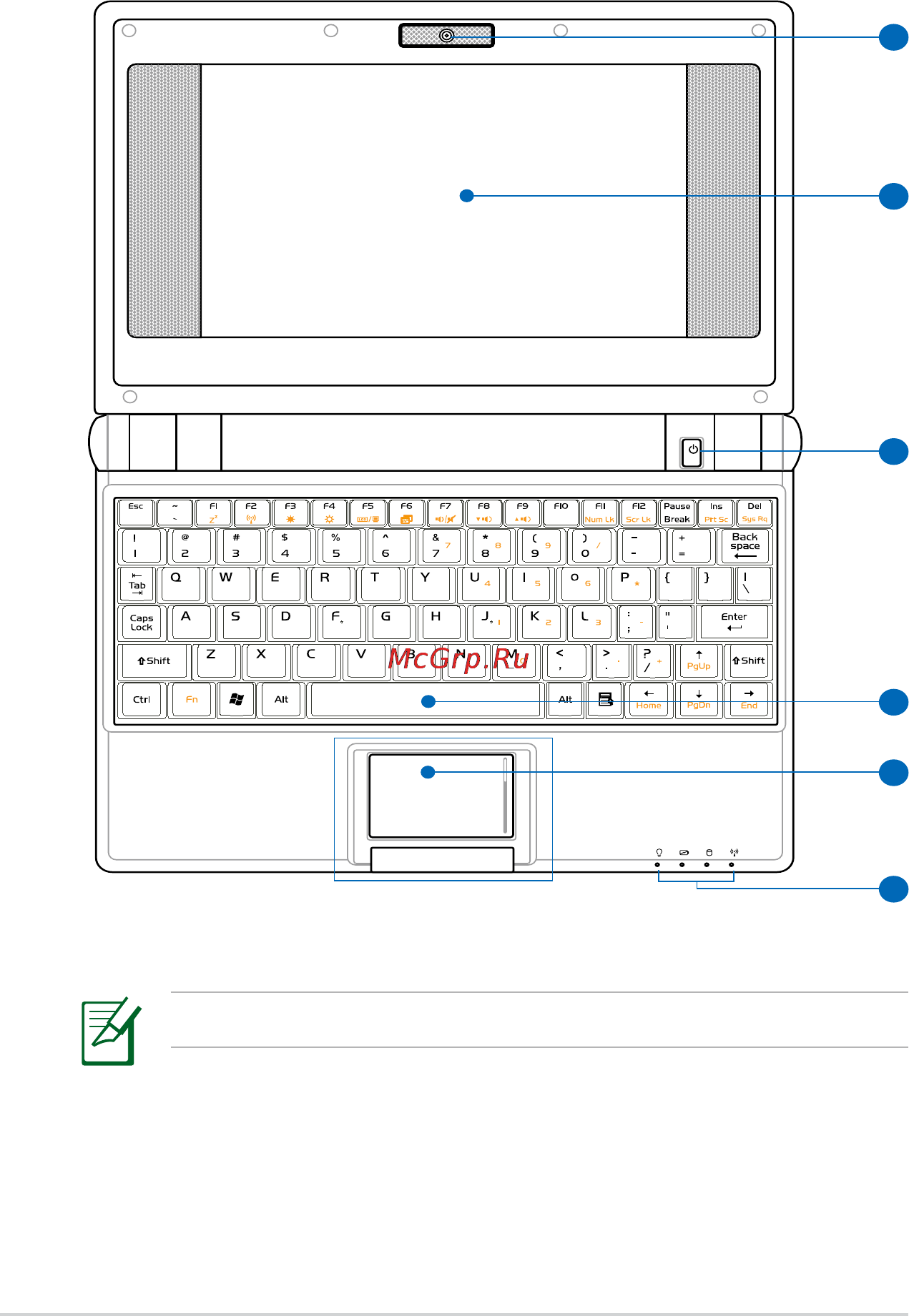 Asus Eee PC 701 [12/78] Верхняя сторона