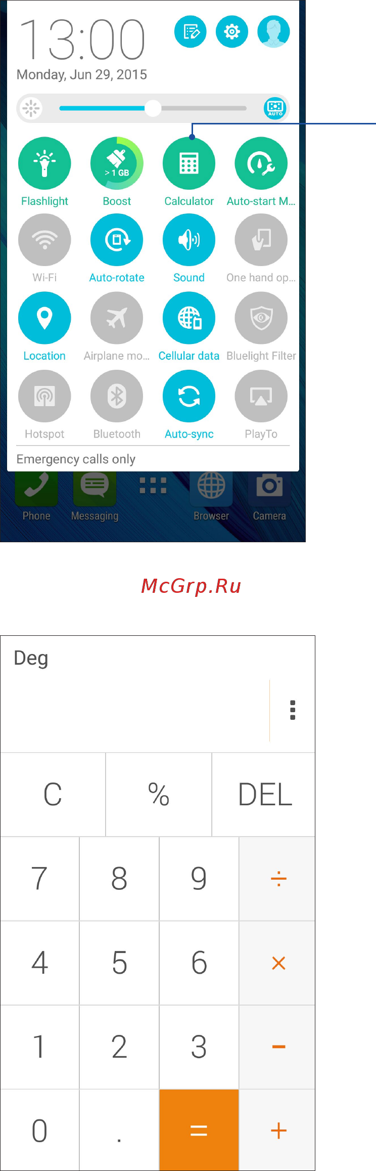 Asus Zenfone 2 Selfie ZD551KL-1I125RU Pink [134/157] Калькулятор