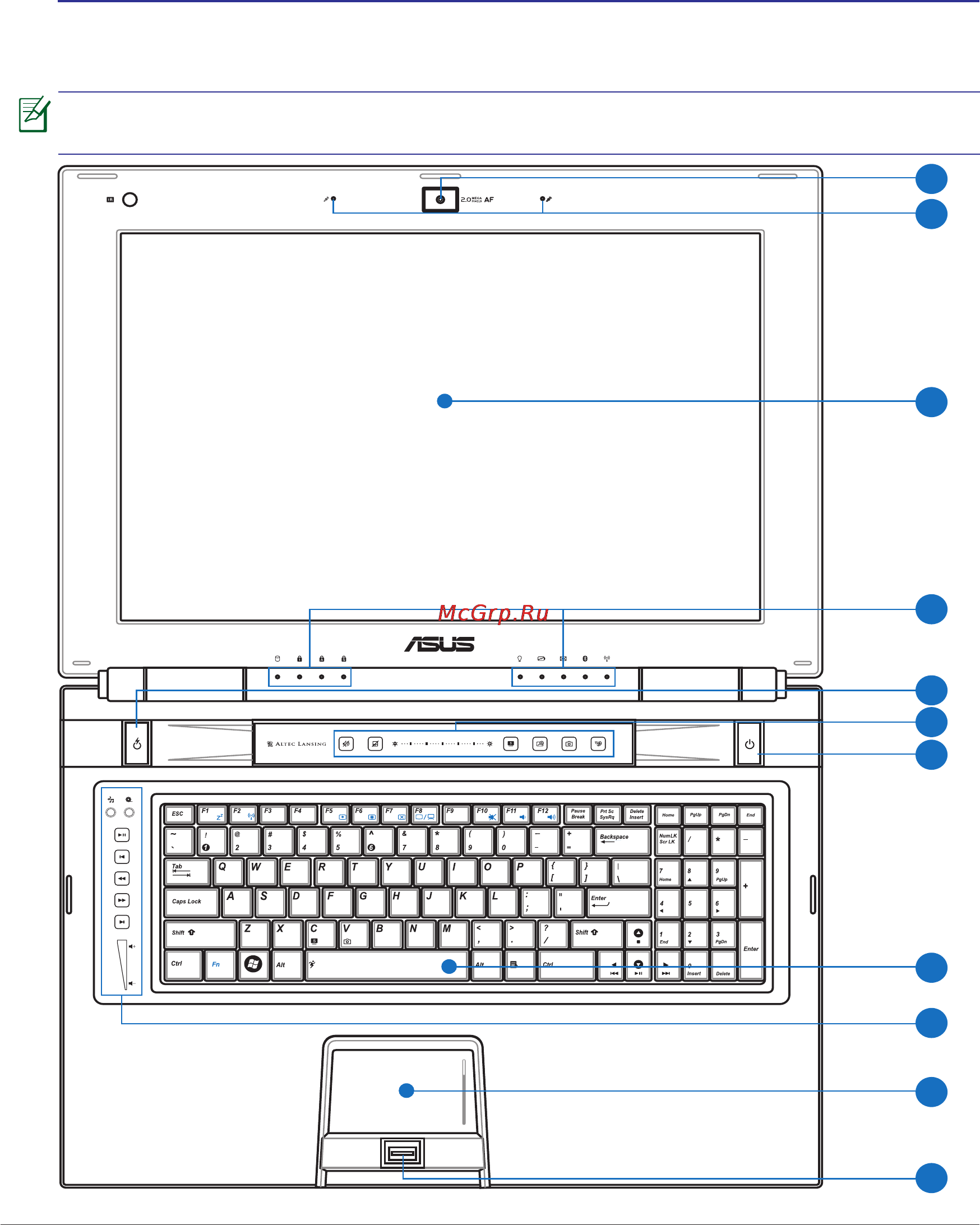 Asus W90VP Q9000 [12/95] Top side