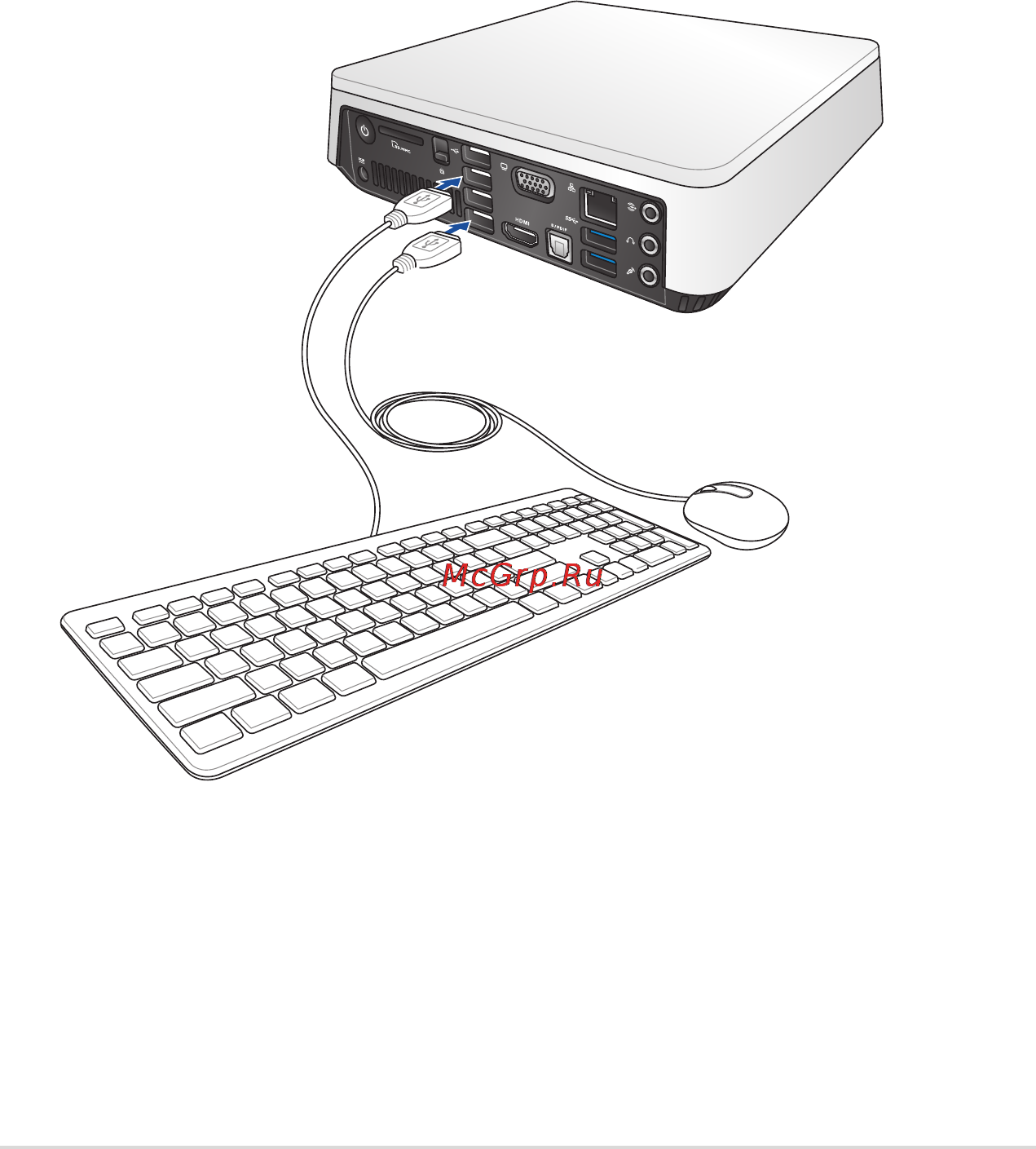 Asus VivoPC VM40B-S081M 90MS0011-M01440 [17/42] Подключите usb кабель от клавиатуры или мыши