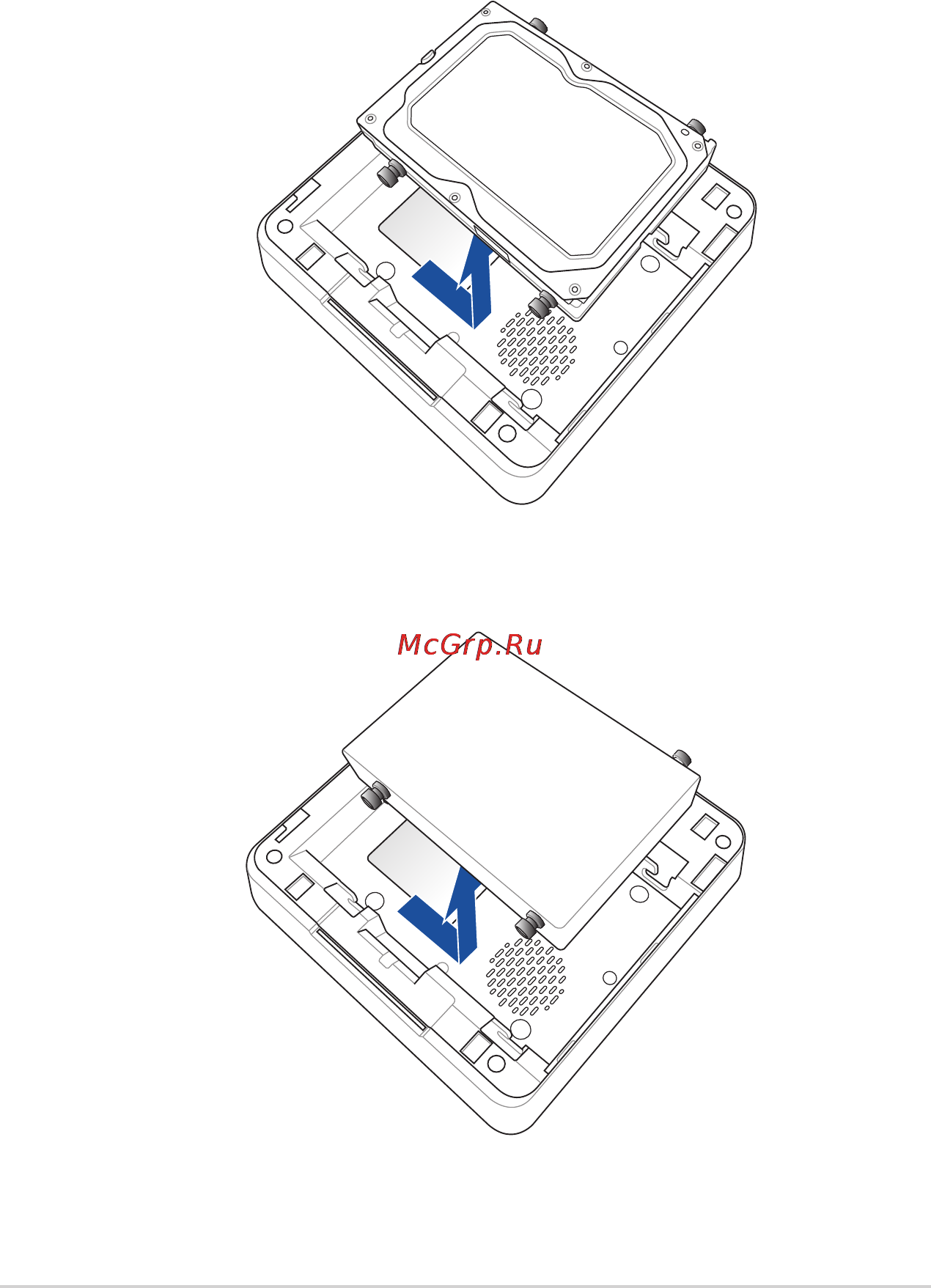 Asus VivoPC VM40B-S157V 90MS0011-M01830 [24/42] Осторожно сдвиньте жесткий диск или корзину с ssd в направлении от разъема sata затем извлеките его из отсека