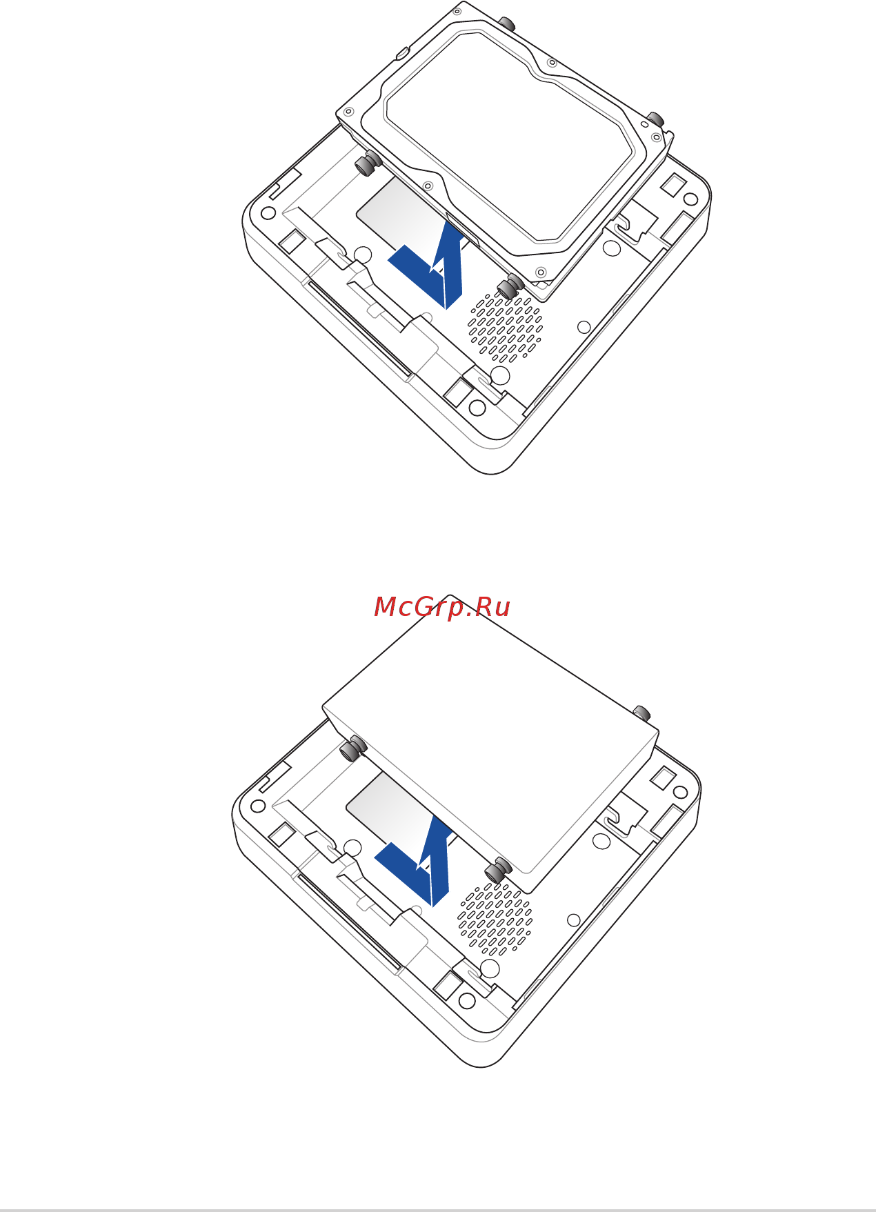 Asus VIVOPC VM42 [24/42] Осторожно сдвиньте жесткий диск или корзину с ssd в направлении от разъема sata затем извлеките его из отсека