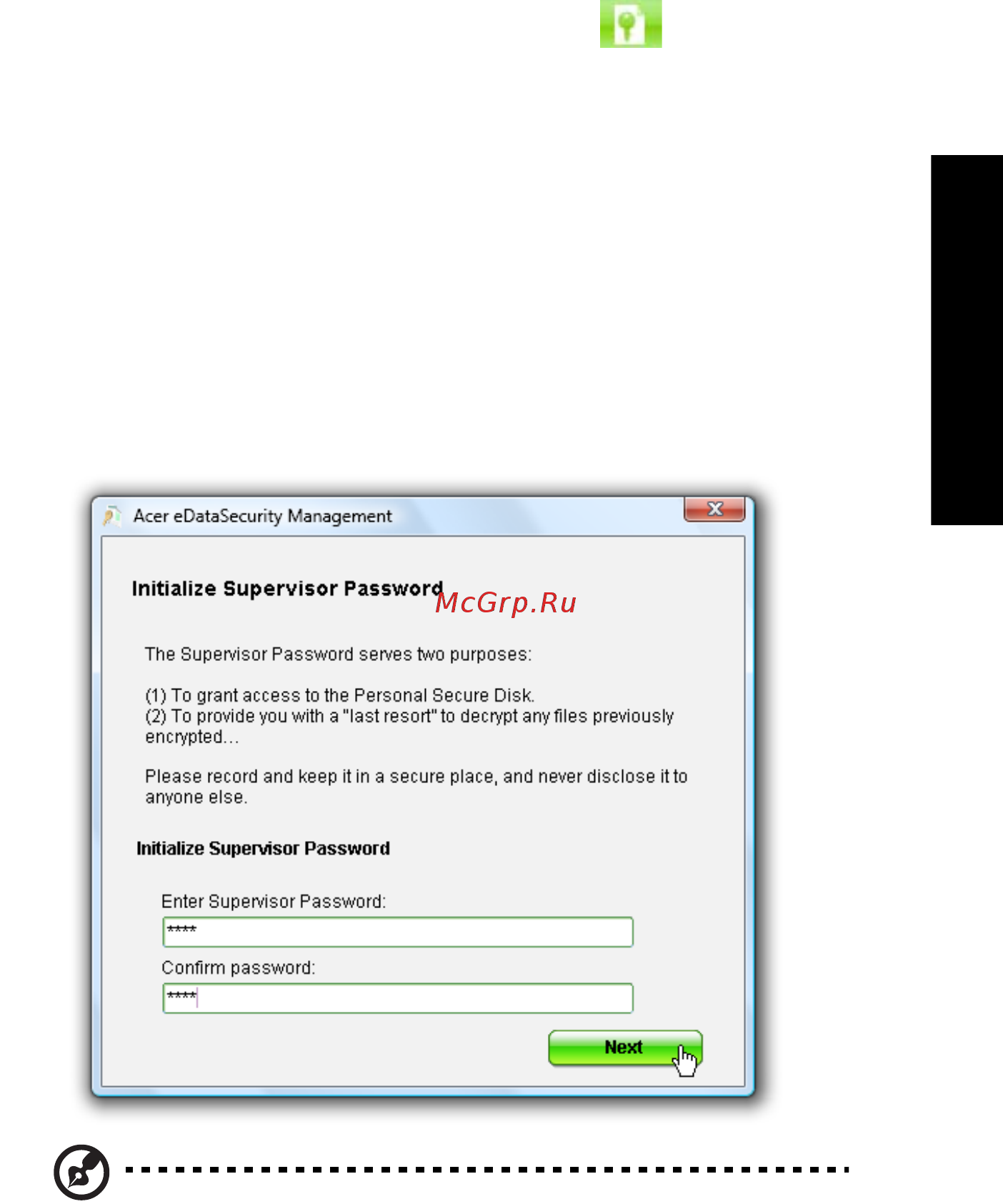 Acer AS5920G-5A1G16Mi [31/123] Acer edatasecurity management